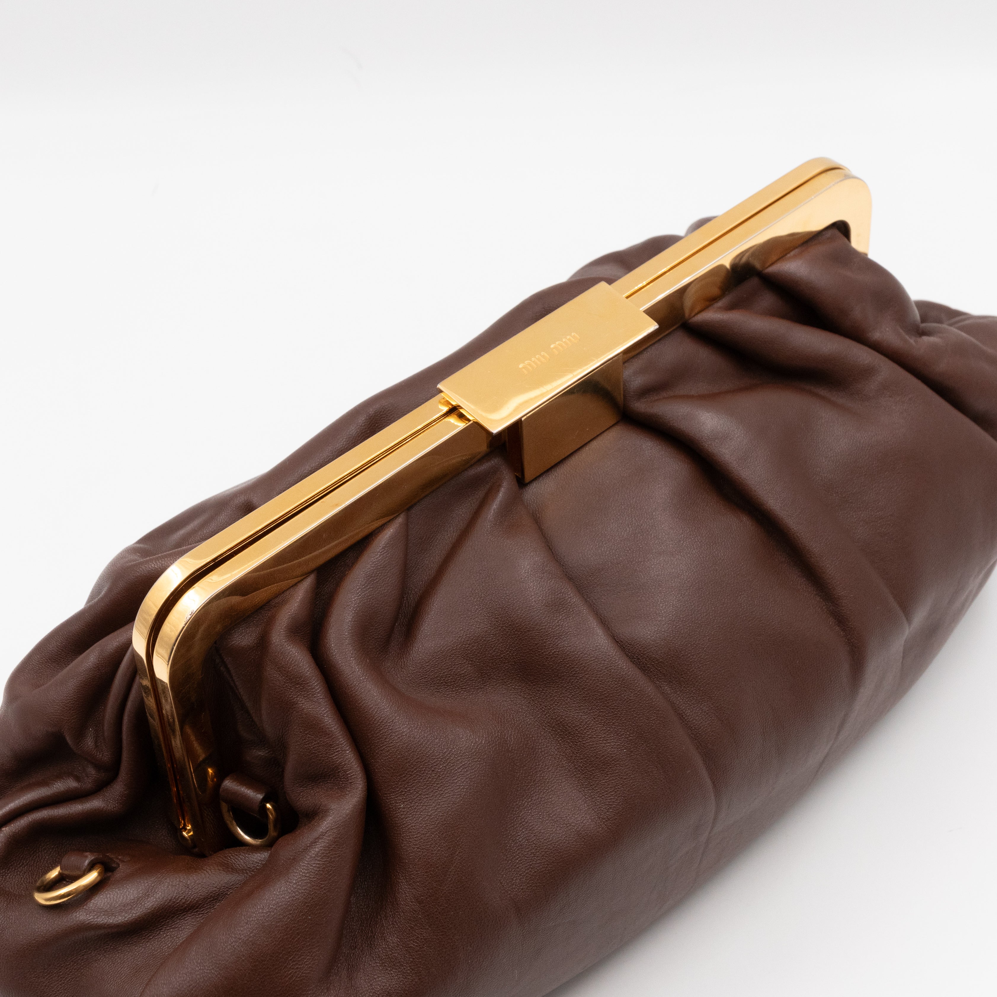 Large Frame Clutch Brown Leather