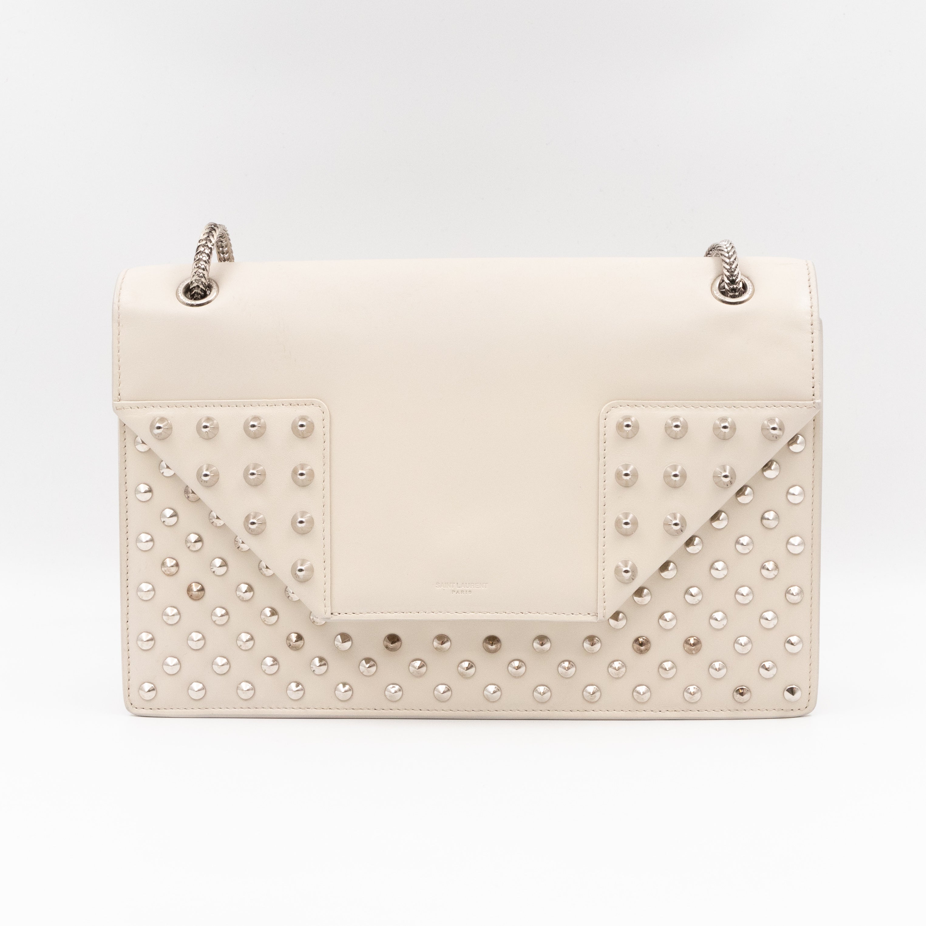 Studded Medium Betty Bag White Leather