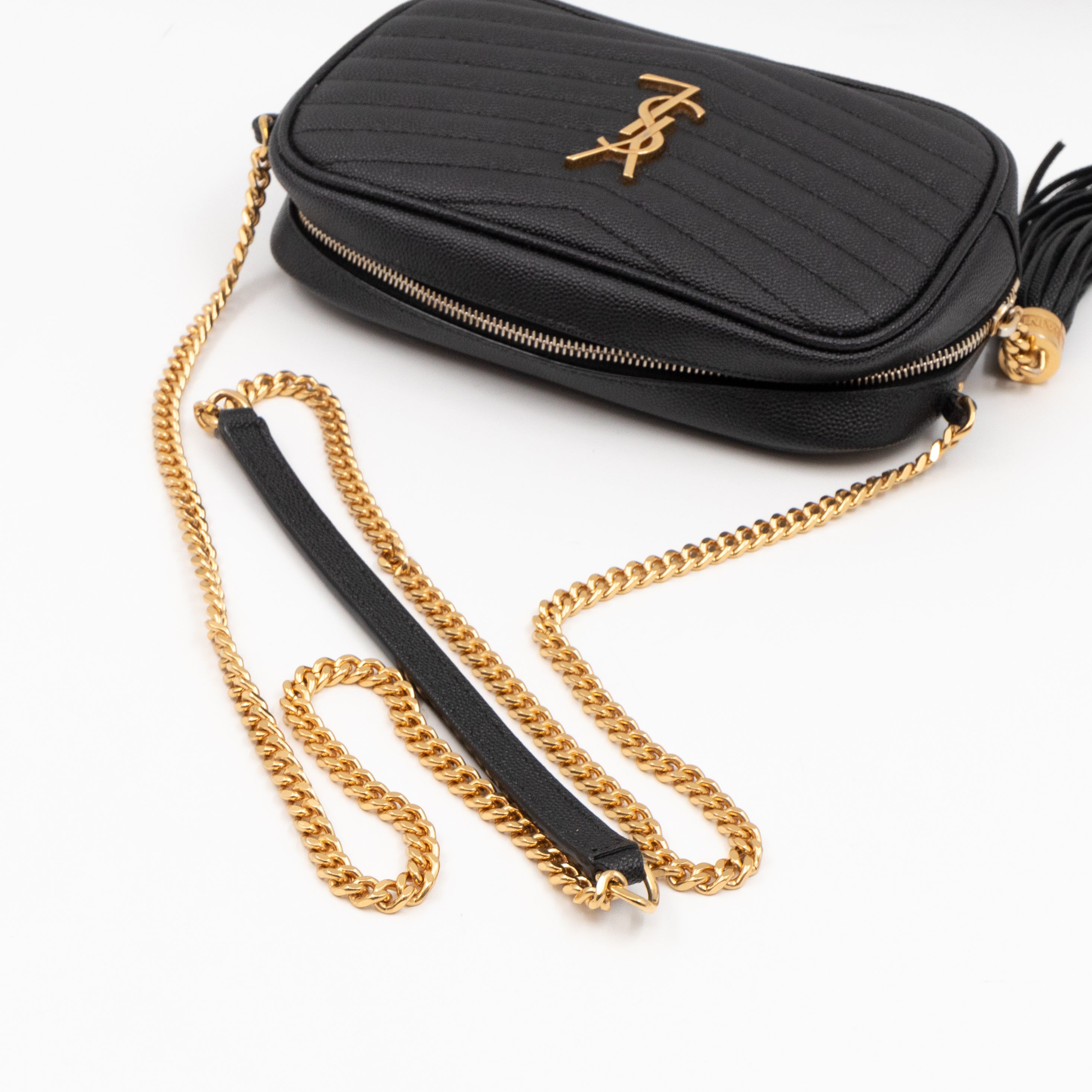 Lou Mini Camera Bag Black Grained Leather