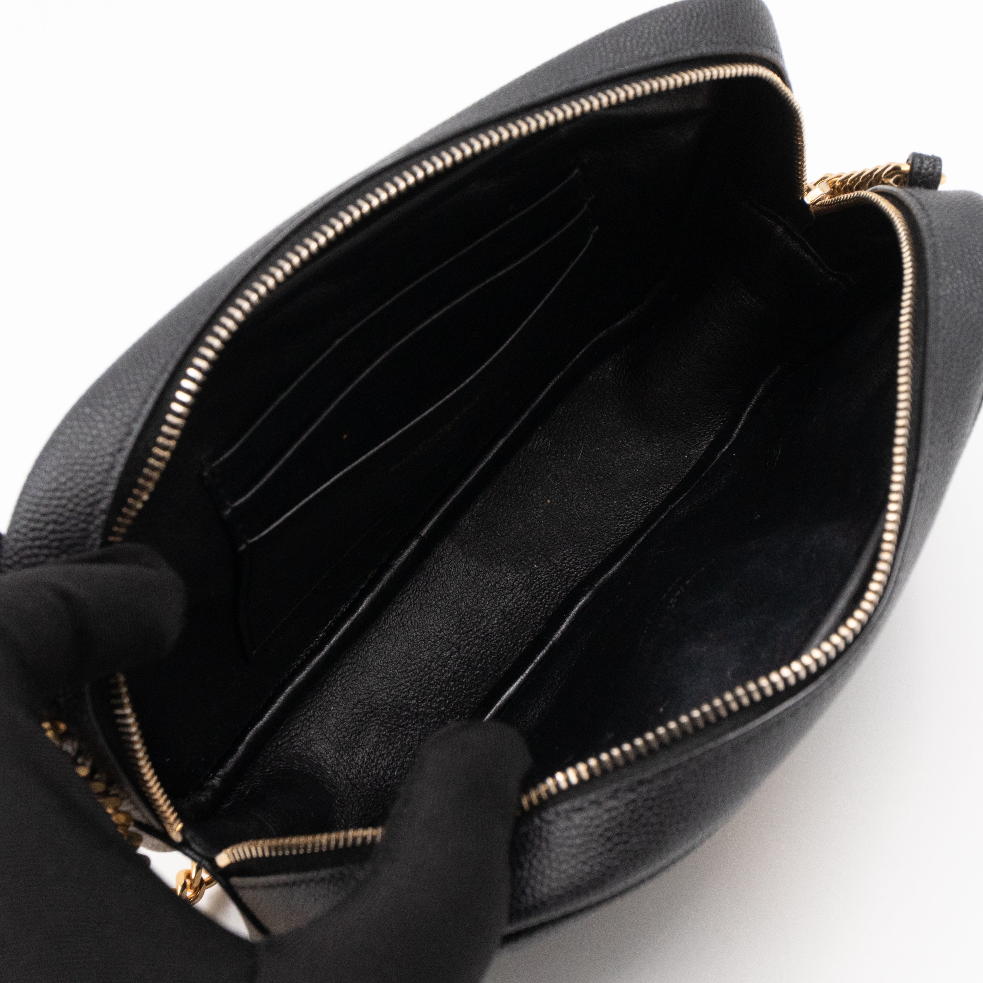 Lou Mini Camera Bag Black Grained Leather