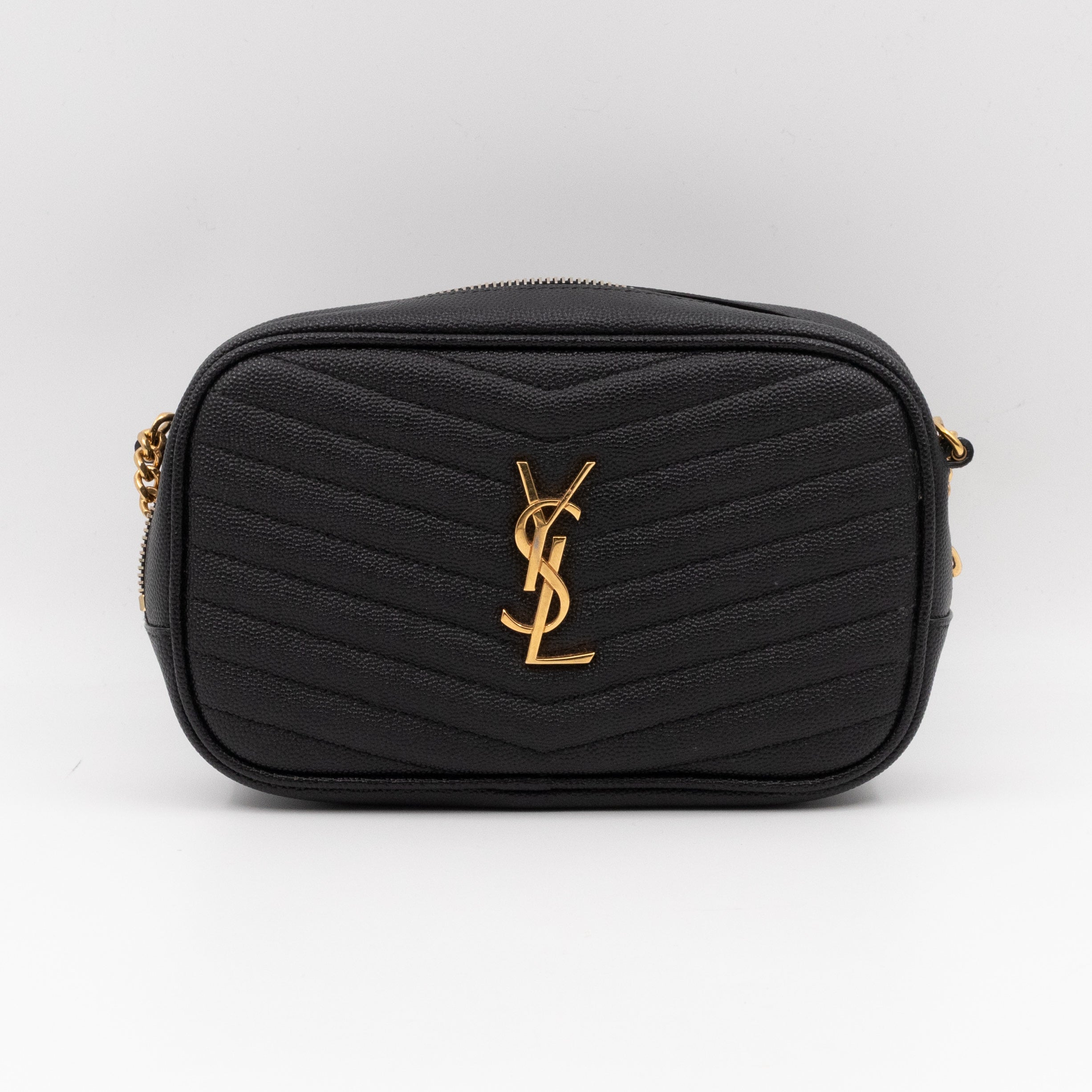 Lou Mini Camera Bag Black Grained Leather