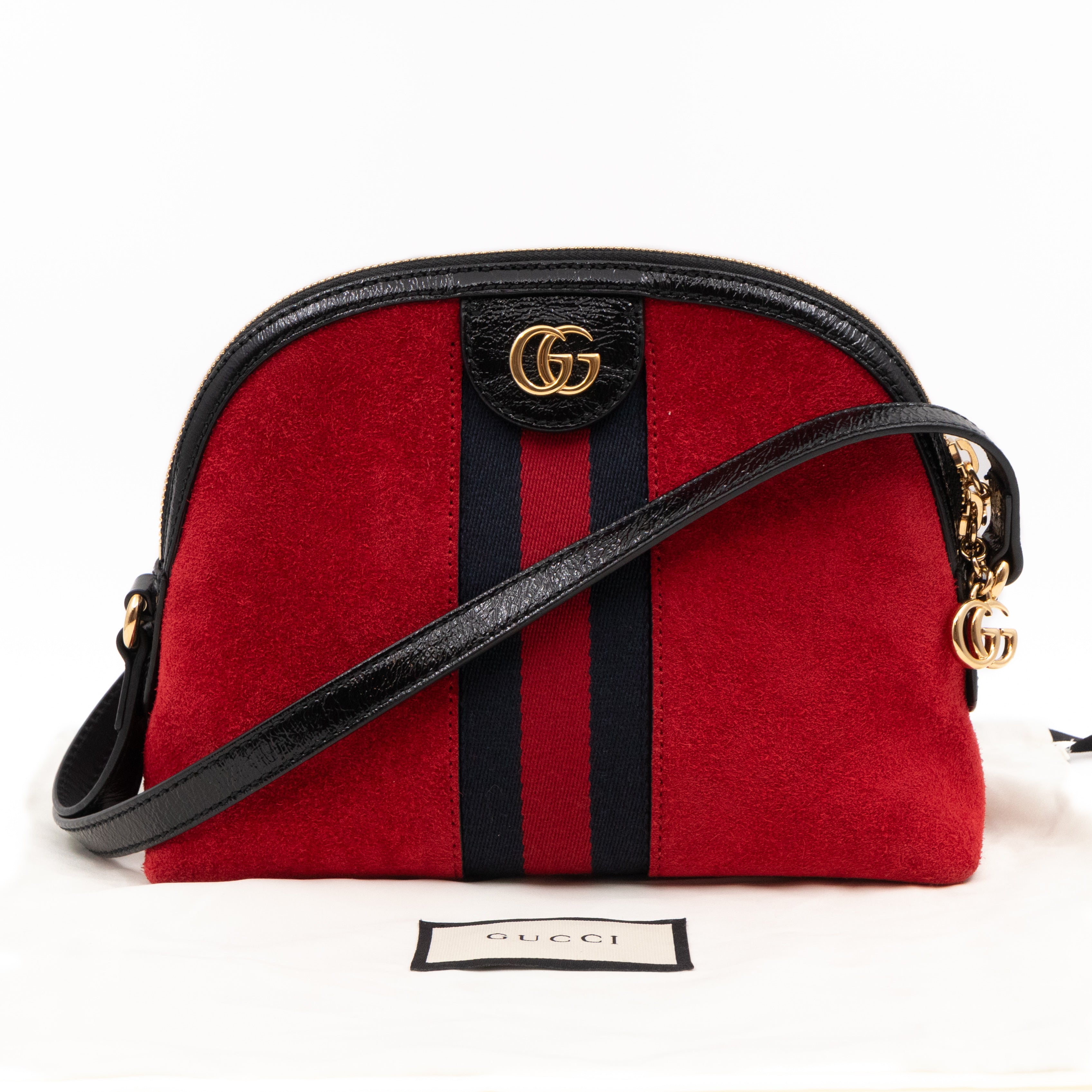 Ophidia GG Small Shoulder Bag Red Suede