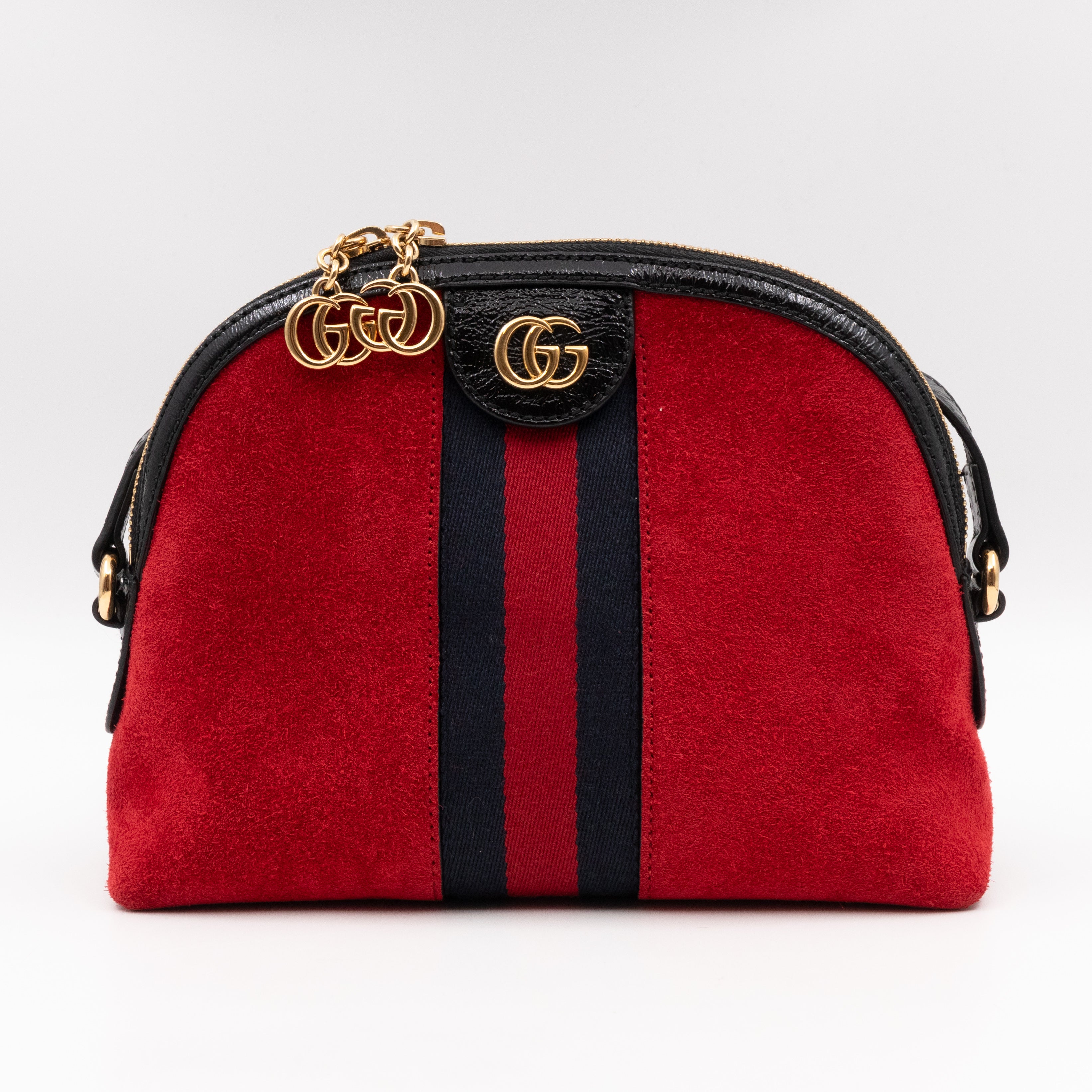 Ophidia GG Small Shoulder Bag Red Suede