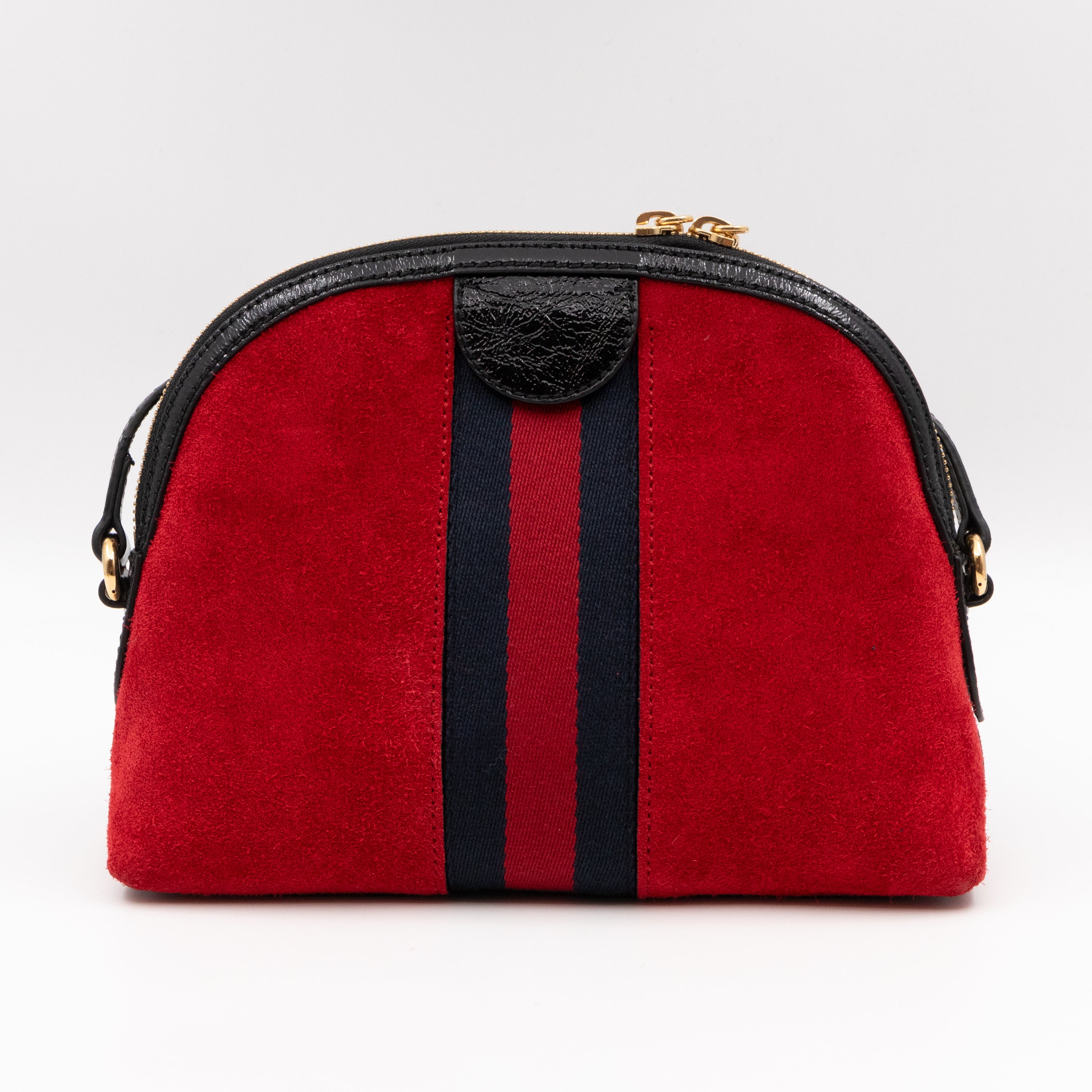 Ophidia GG Small Shoulder Bag Red Suede