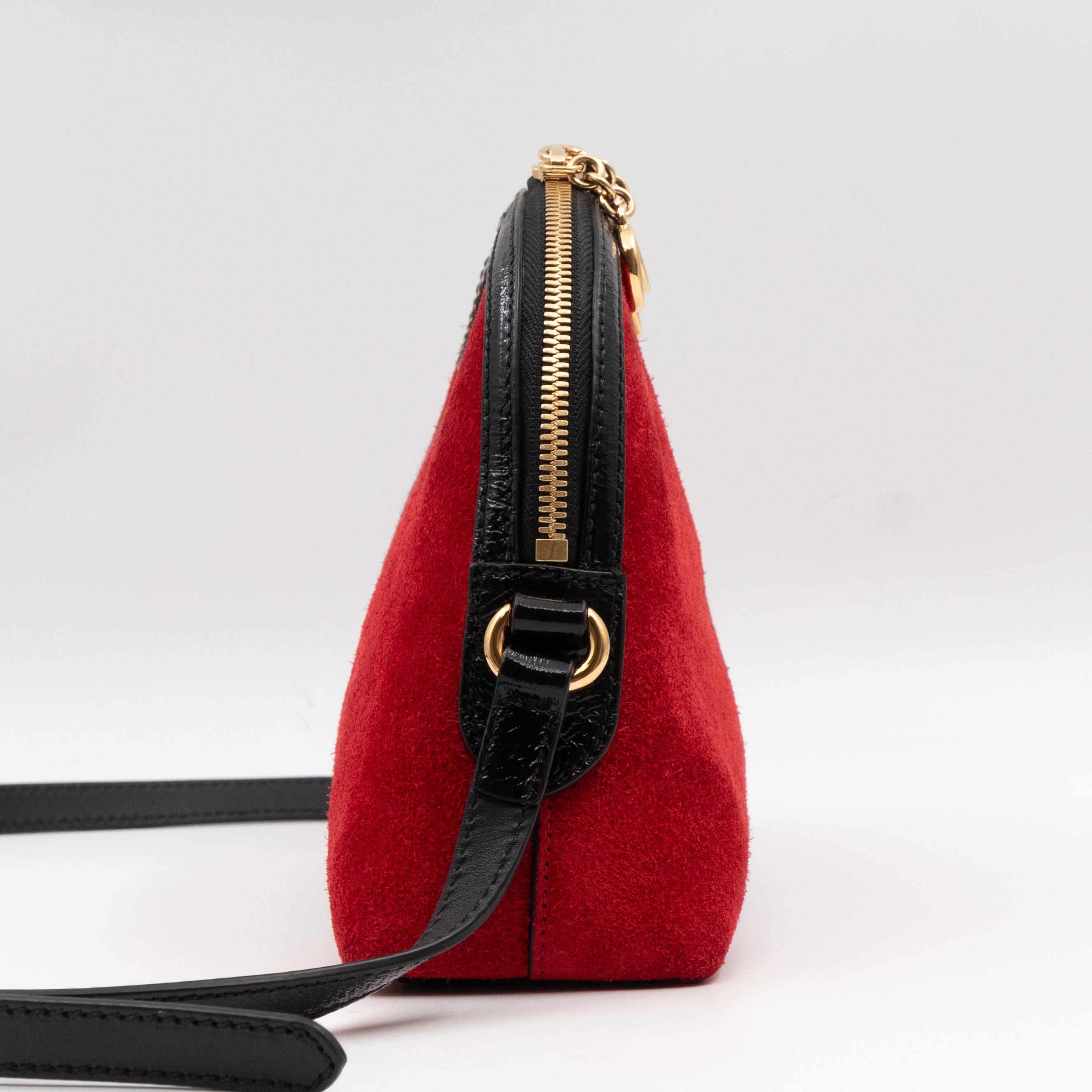 Ophidia GG Small Shoulder Bag Red Suede