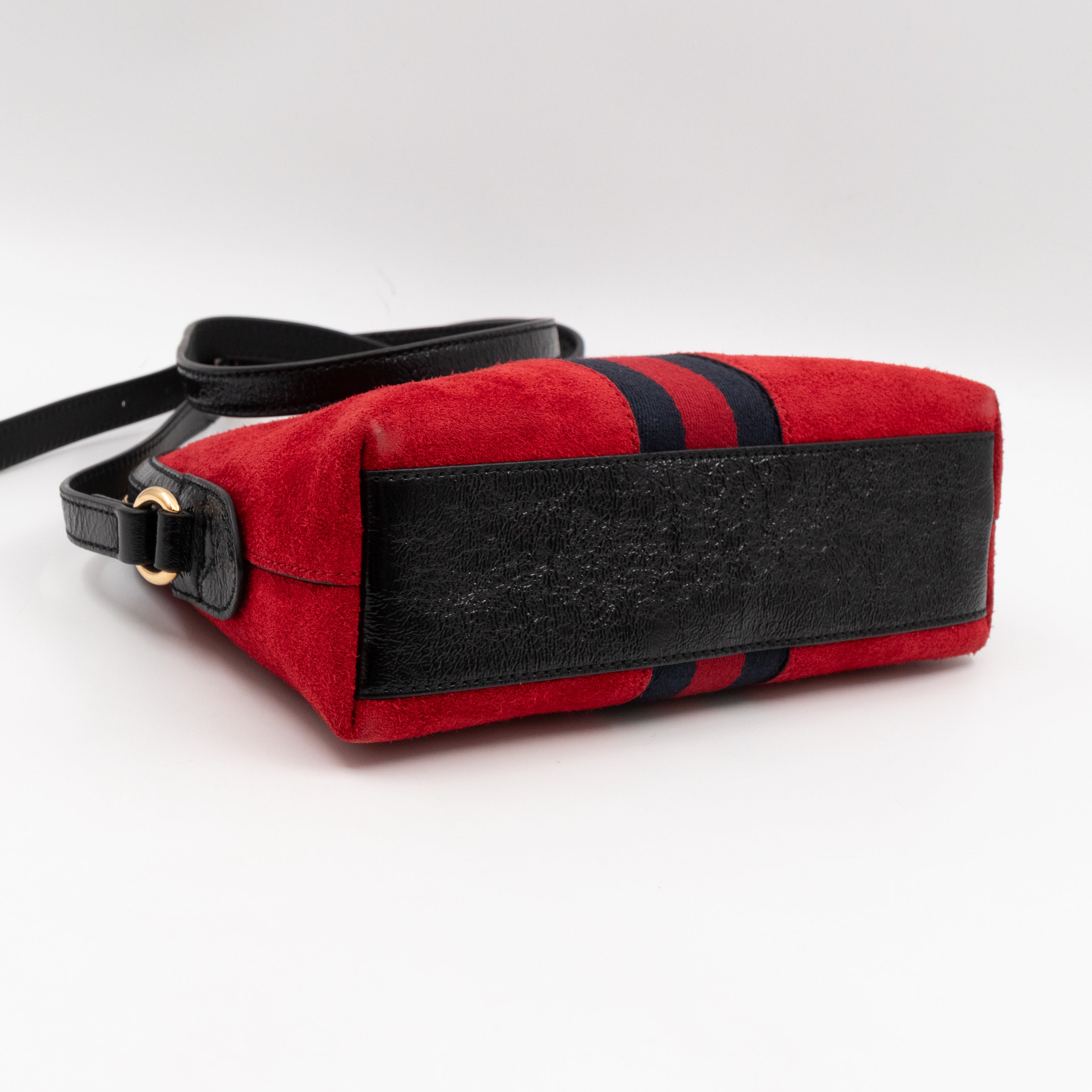 Ophidia GG Small Shoulder Bag Red Suede