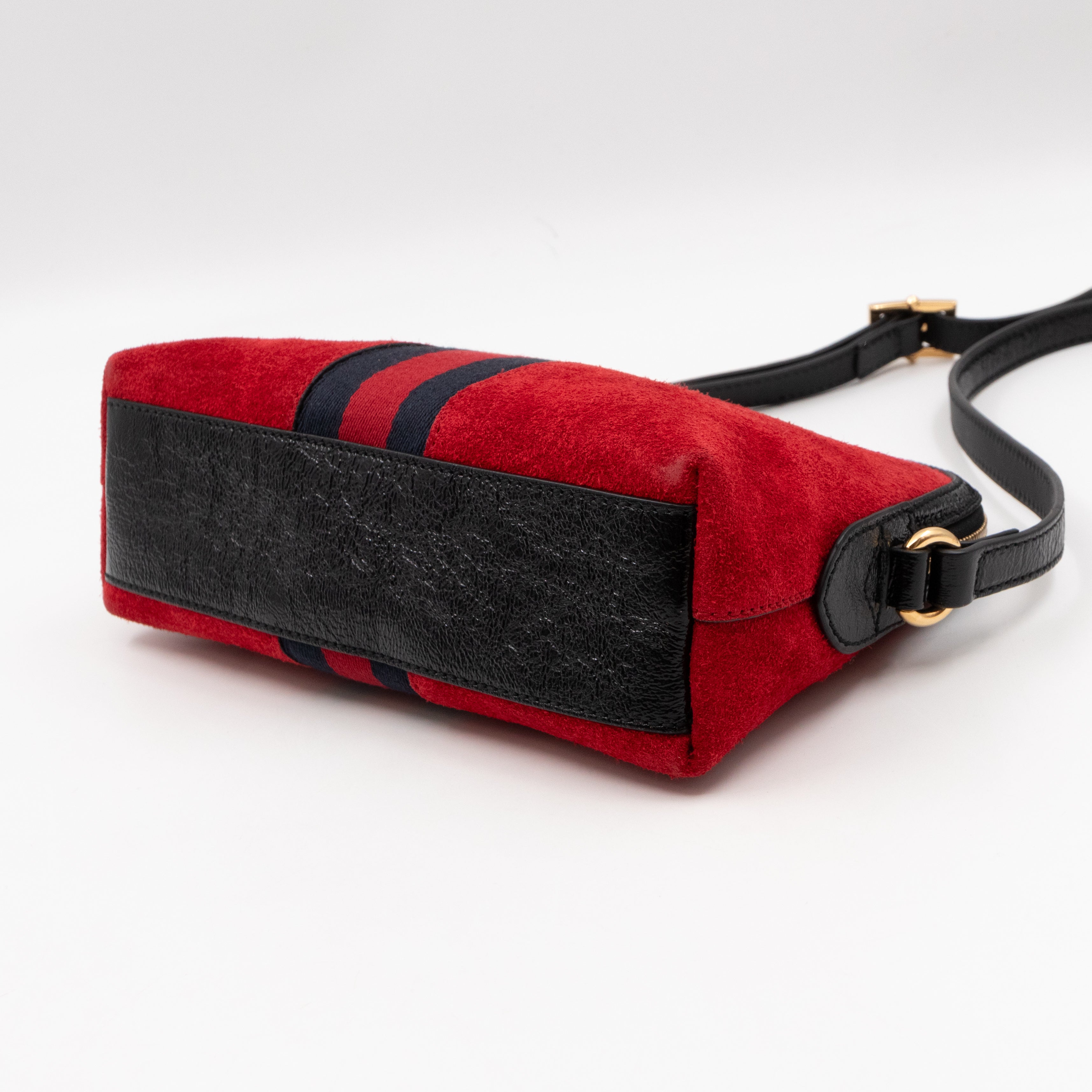 Ophidia GG Small Shoulder Bag Red Suede