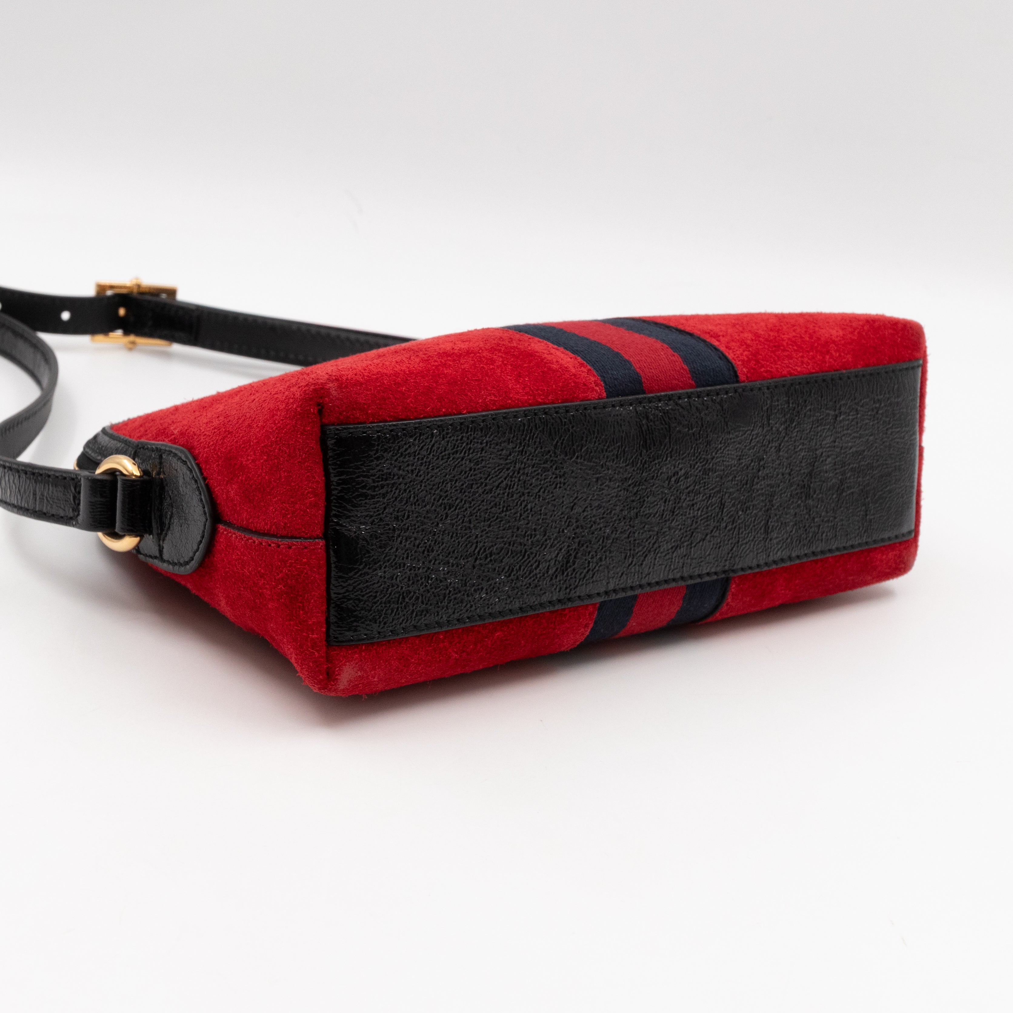 Ophidia GG Small Shoulder Bag Red Suede