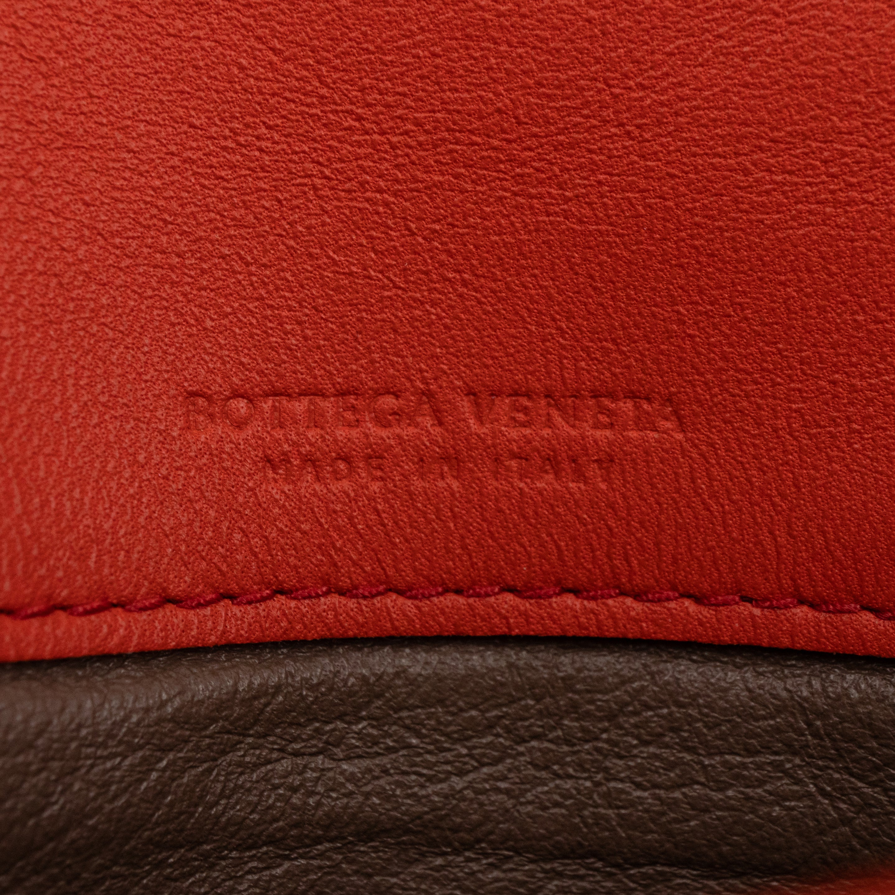 Continental Wallet Metal Edge Orange Intrecciato Leather