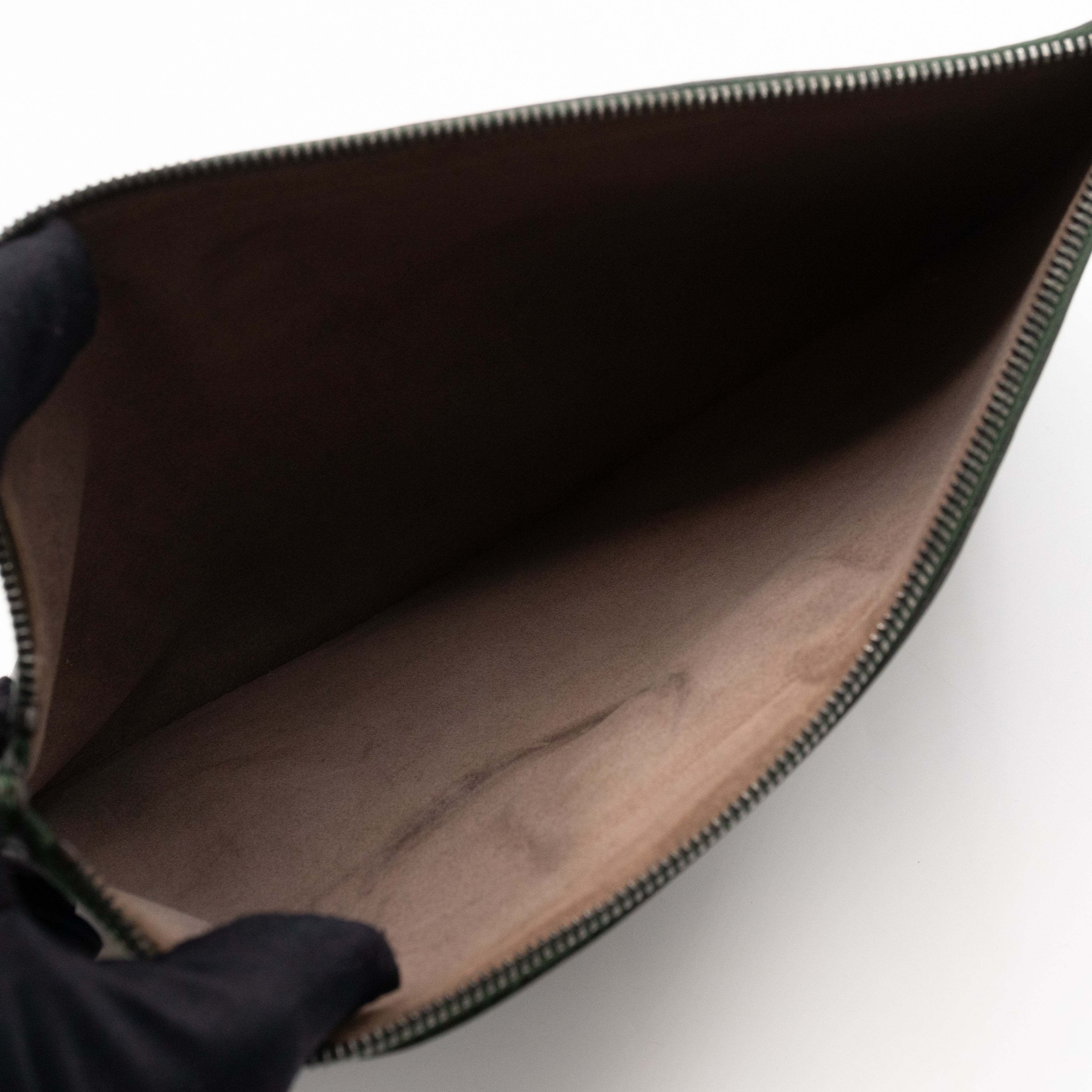 Large Cabat Tote Iridescent Scarabee Green & Bronze Intrecciato Leather