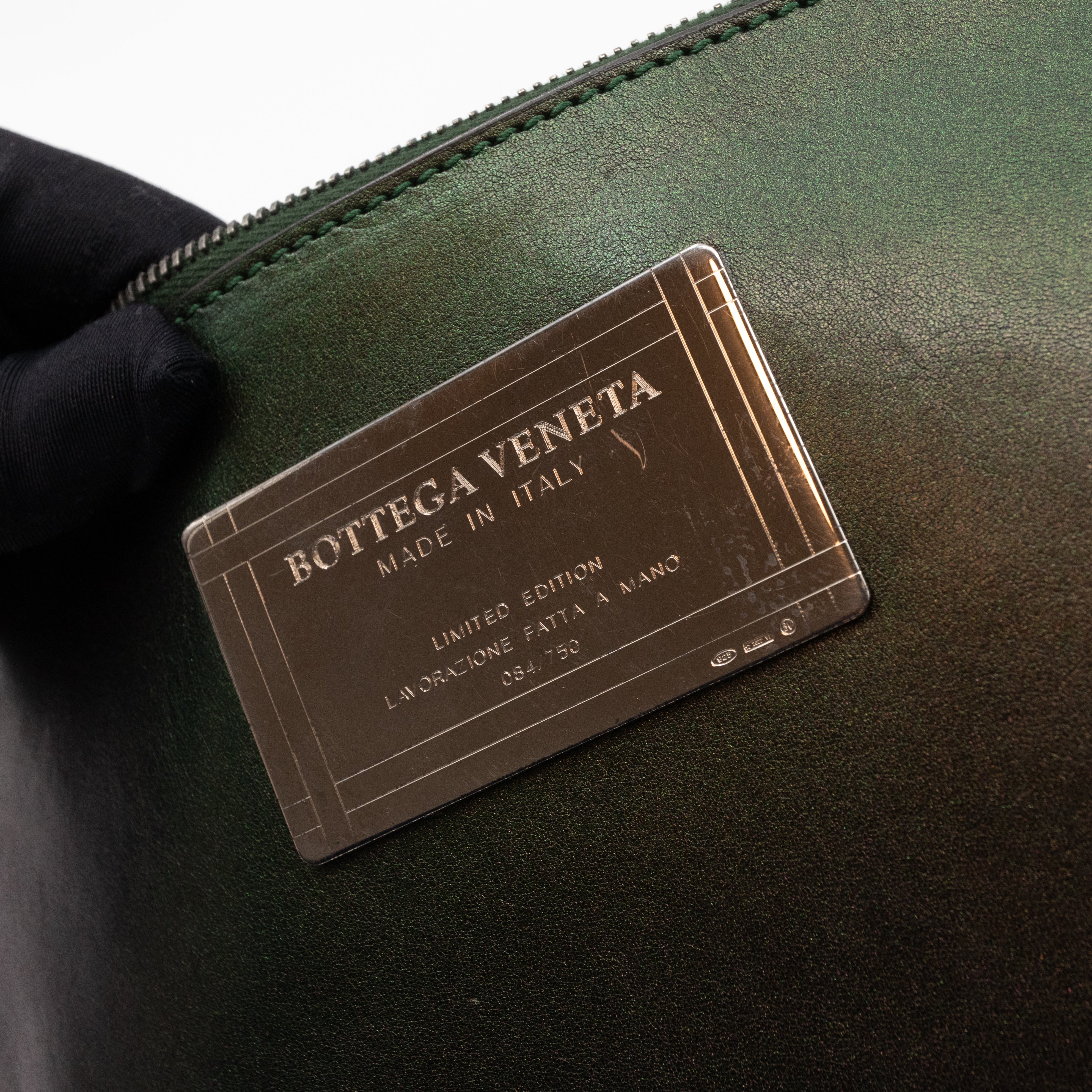 Large Cabat Tote Iridescent Scarabee Green & Bronze Intrecciato Leather