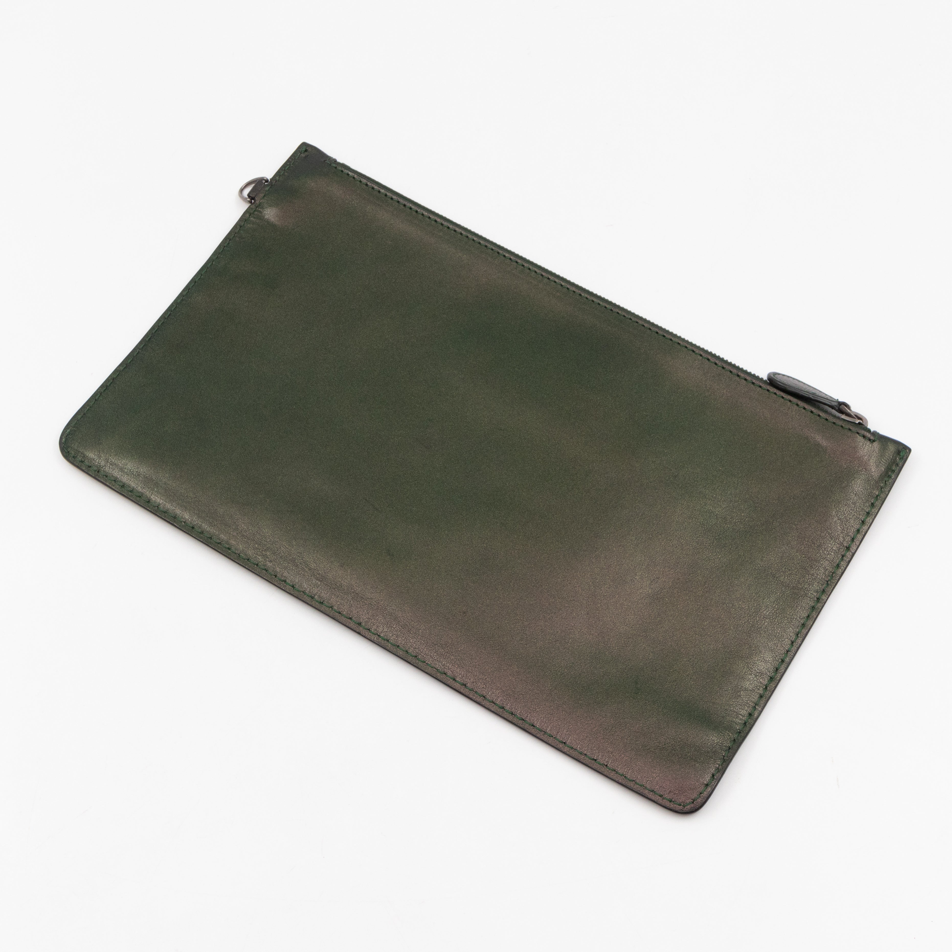 Large Cabat Tote Iridescent Scarabee Green & Bronze Intrecciato Leather