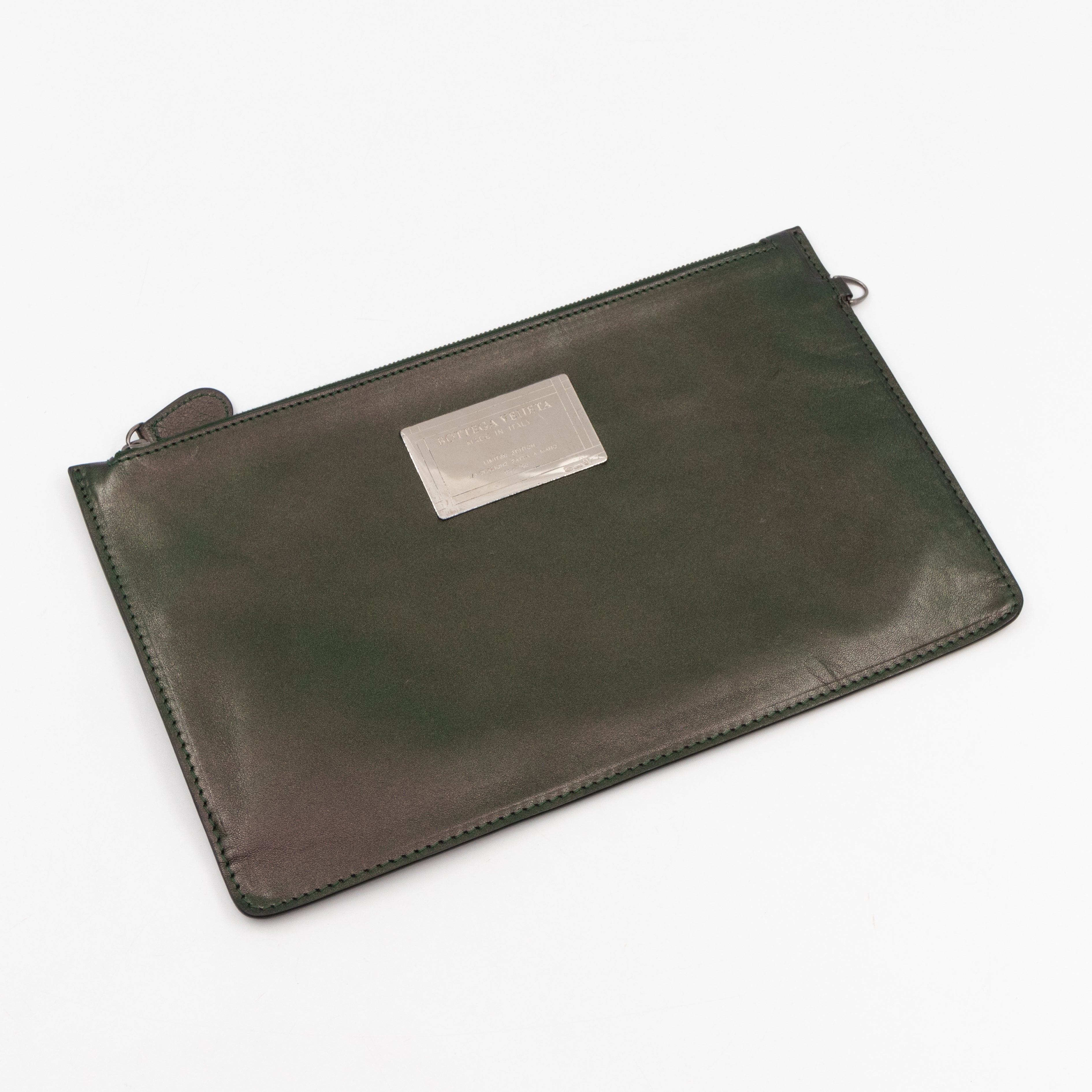 Large Cabat Tote Iridescent Scarabee Green & Bronze Intrecciato Leather