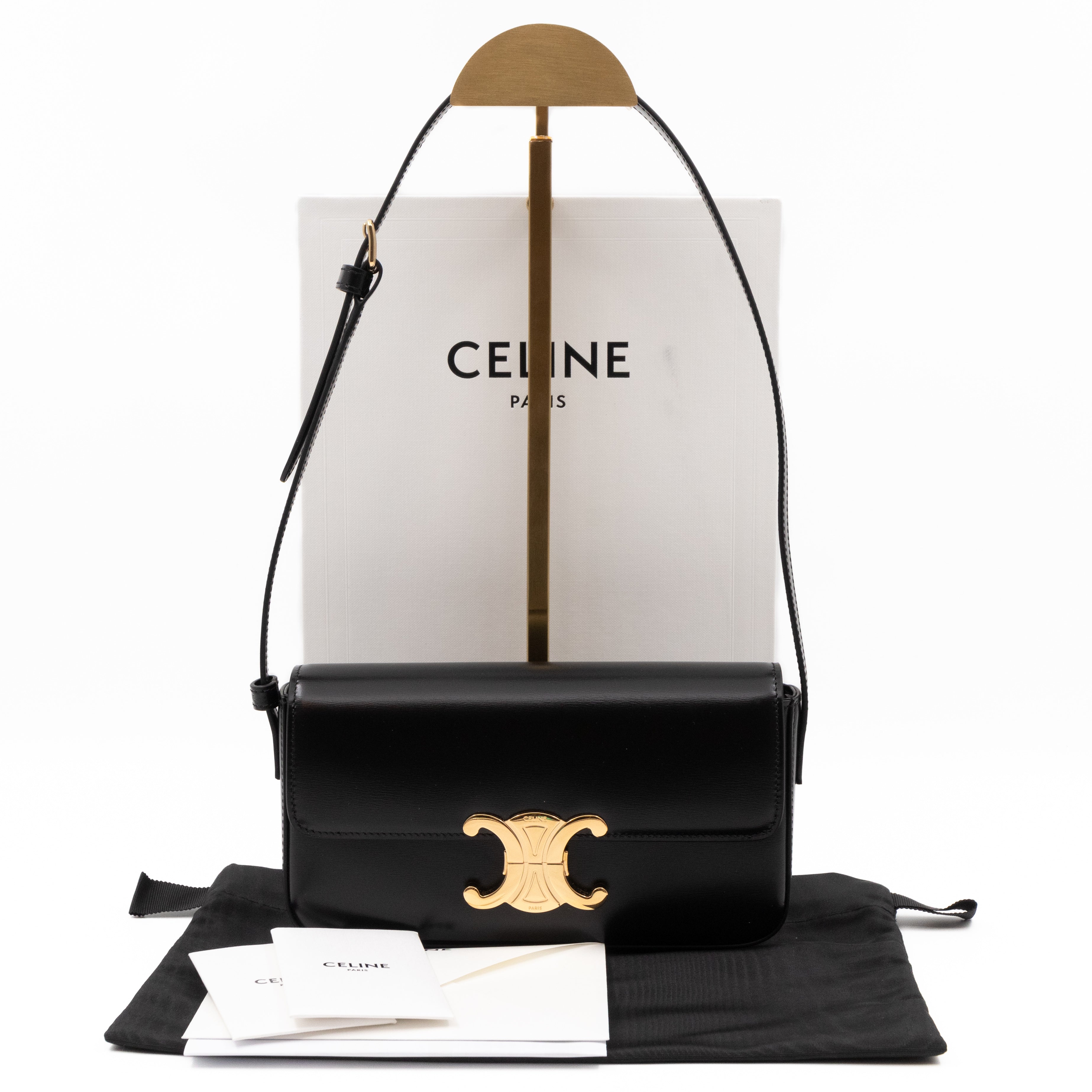 Claude Shoulder Bag Shiny Black Calfskin Leather