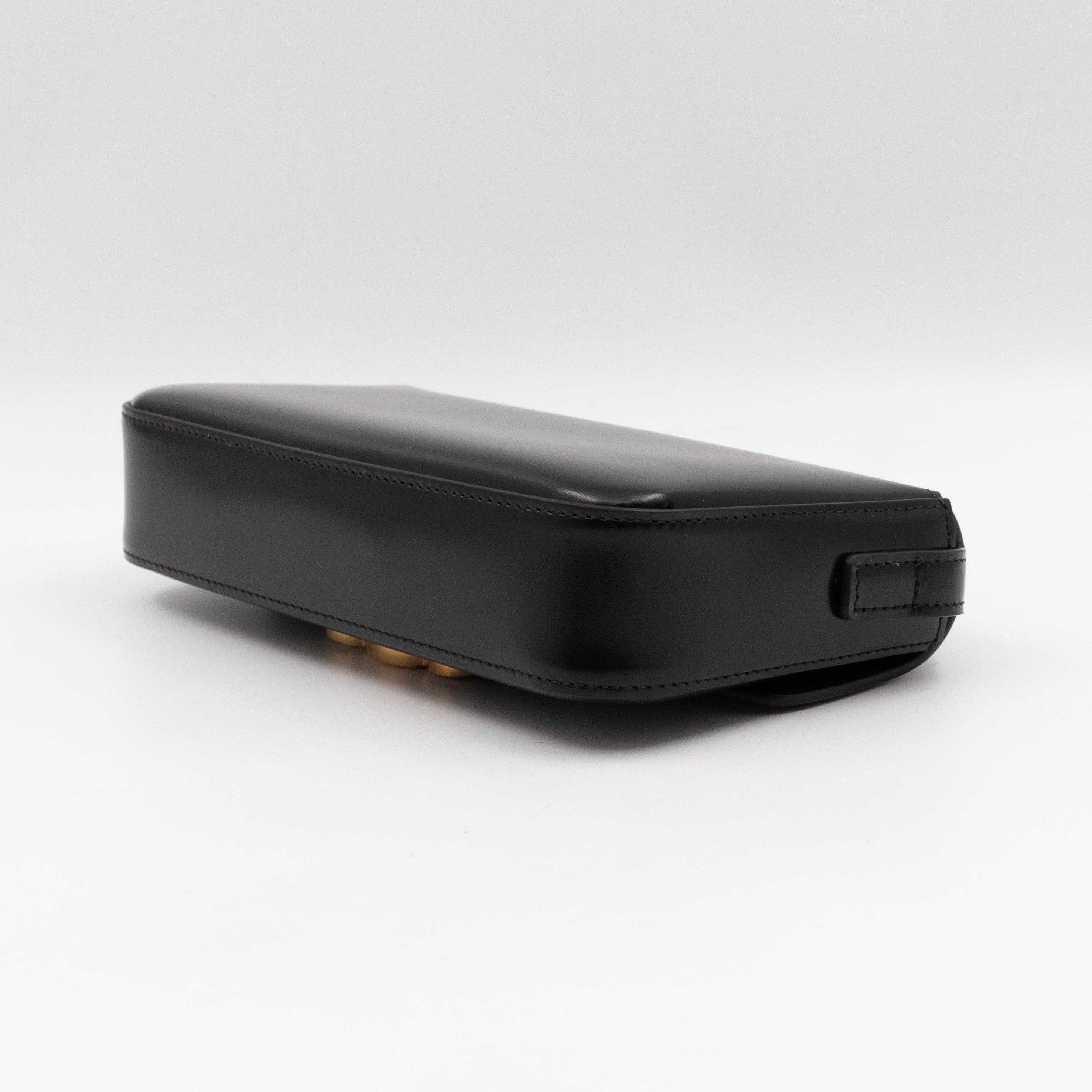 Claude Shoulder Bag Shiny Black Calfskin Leather