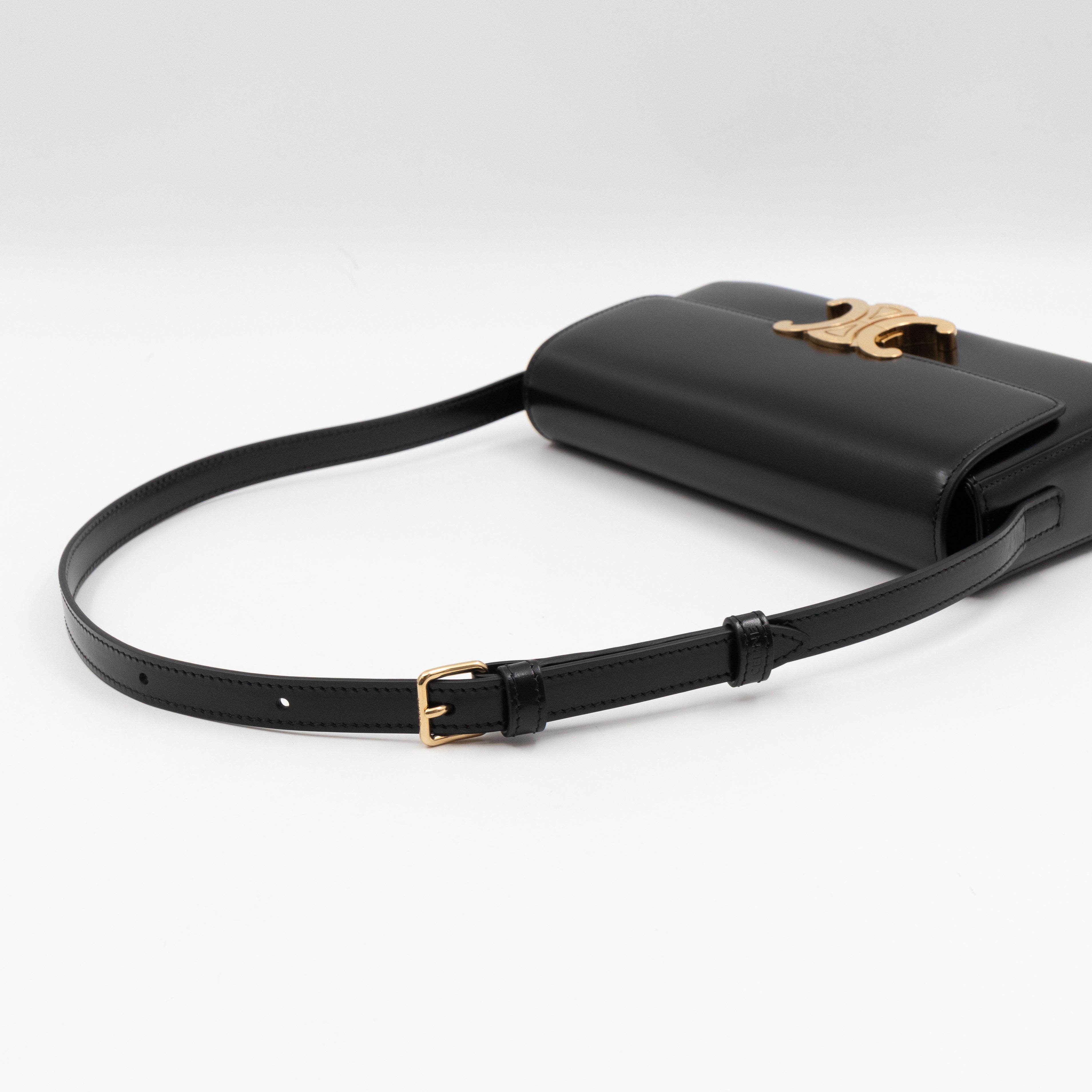 Claude Shoulder Bag Shiny Black Calfskin Leather