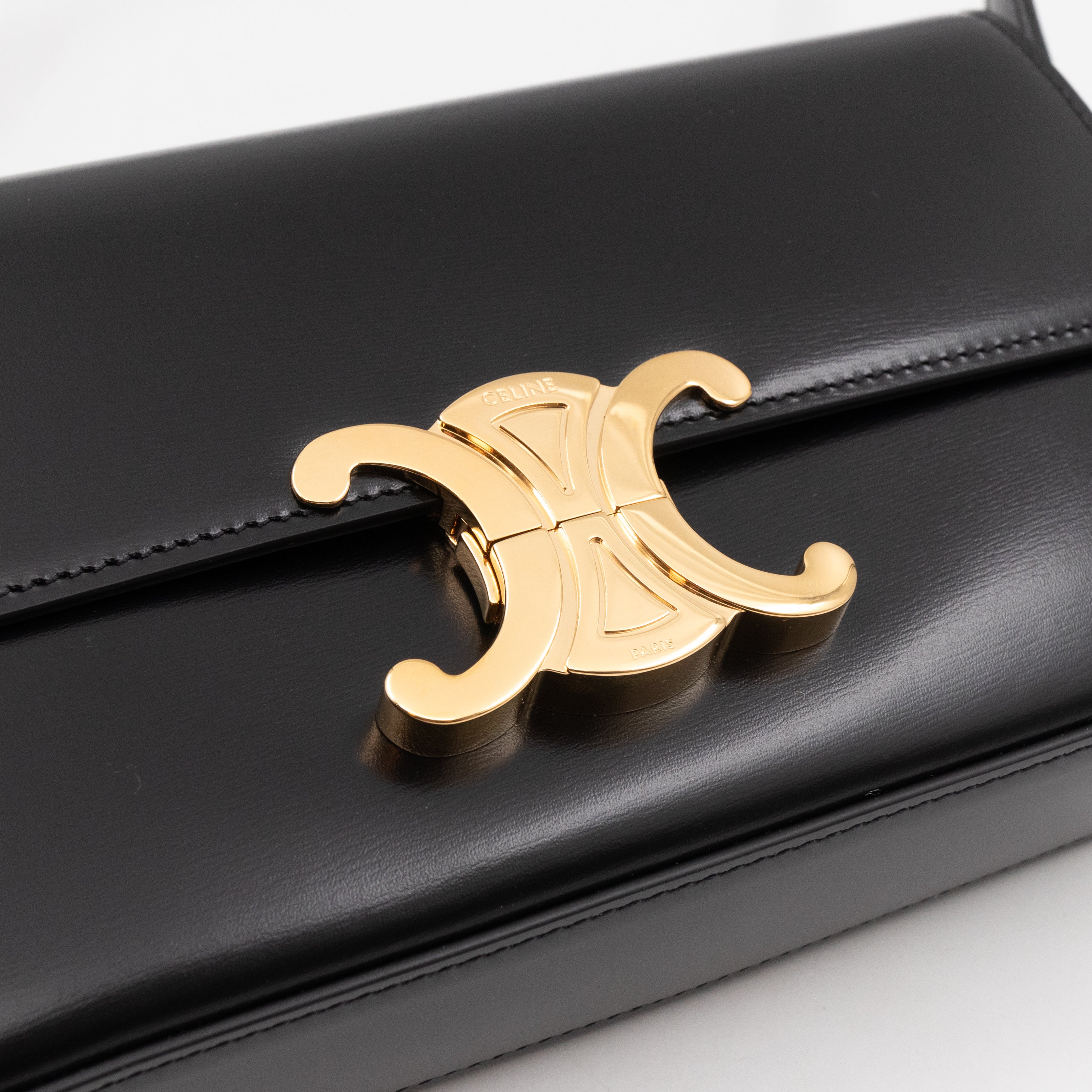 Claude Shoulder Bag Shiny Black Calfskin Leather