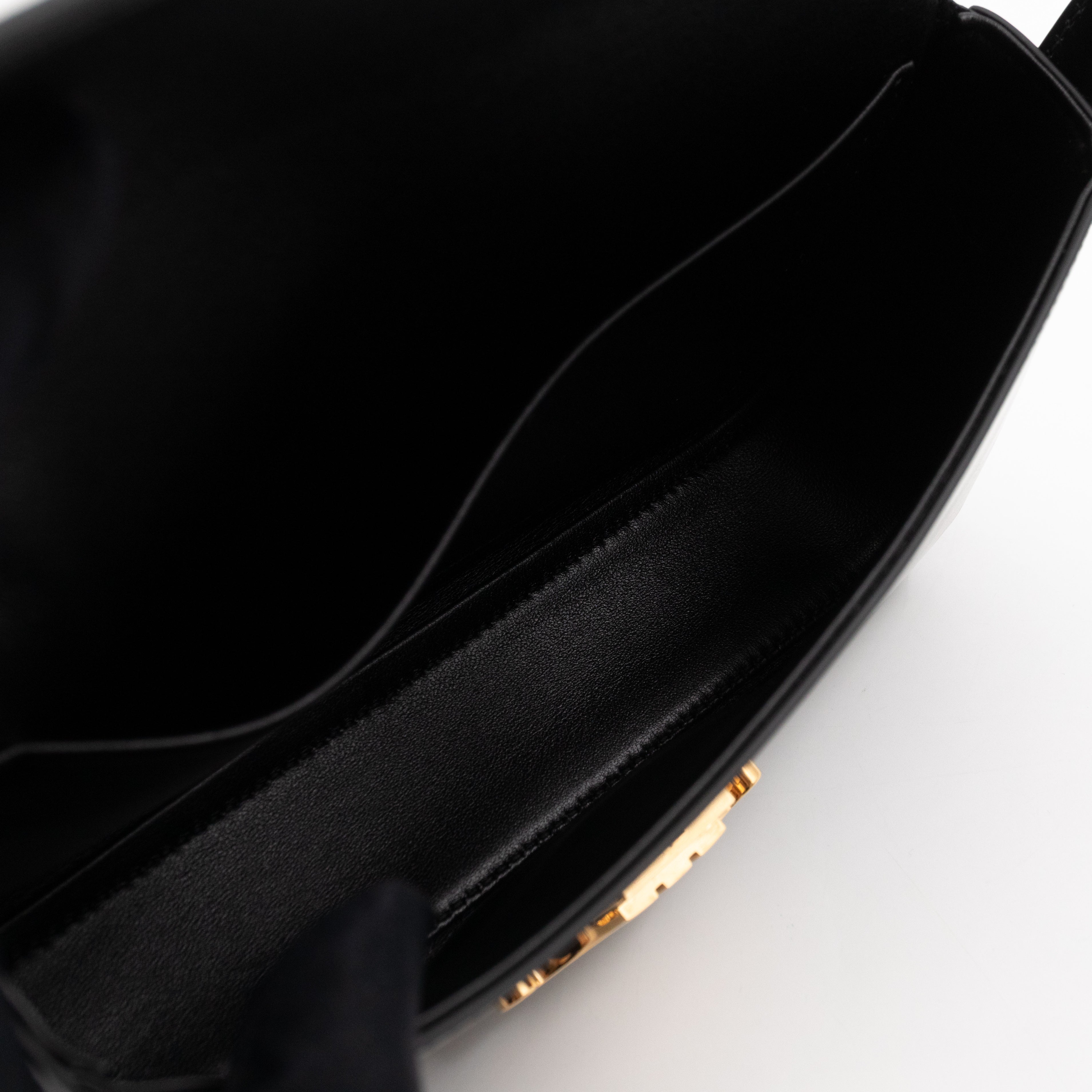 Claude Shoulder Bag Shiny Black Calfskin Leather