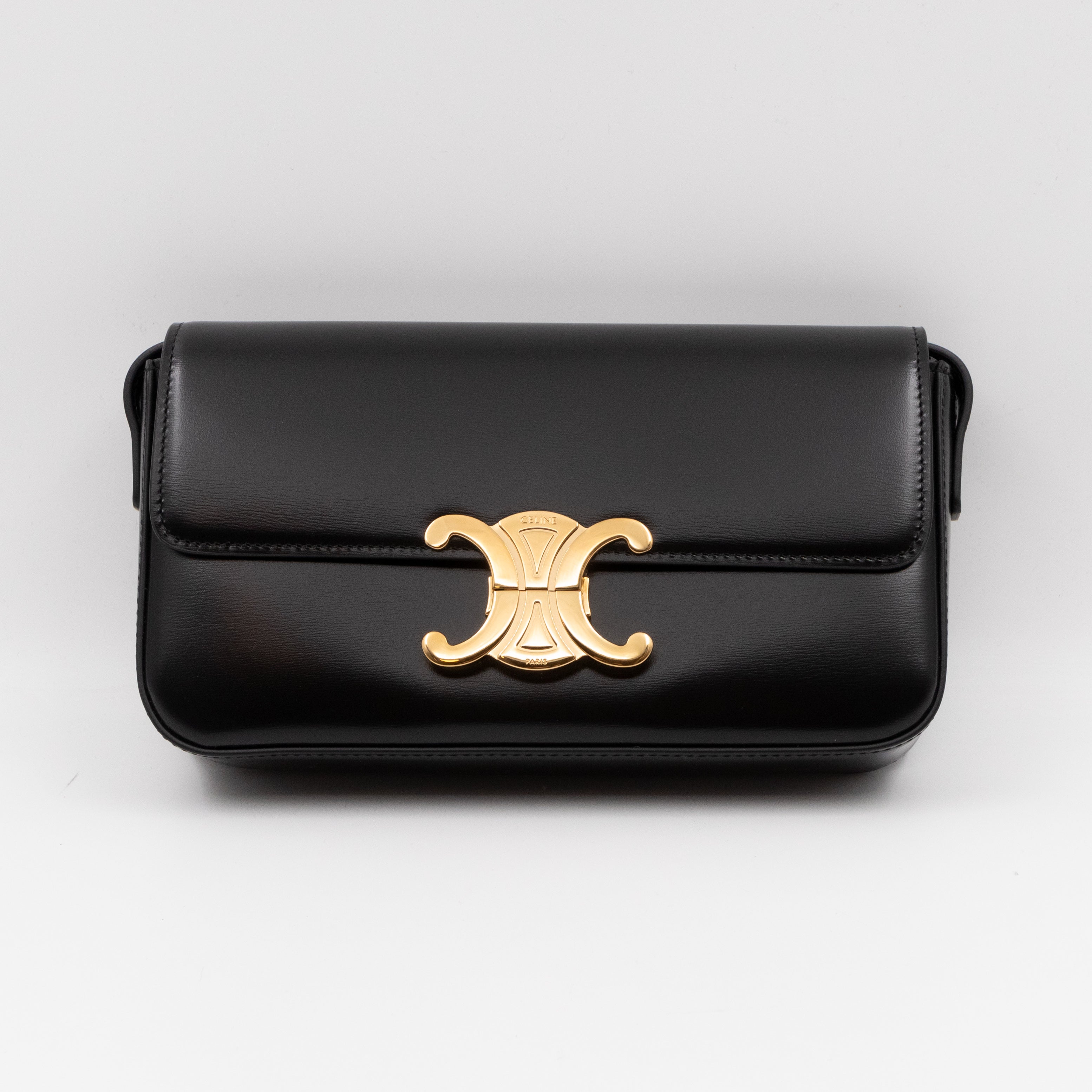 Claude Shoulder Bag Shiny Black Calfskin Leather