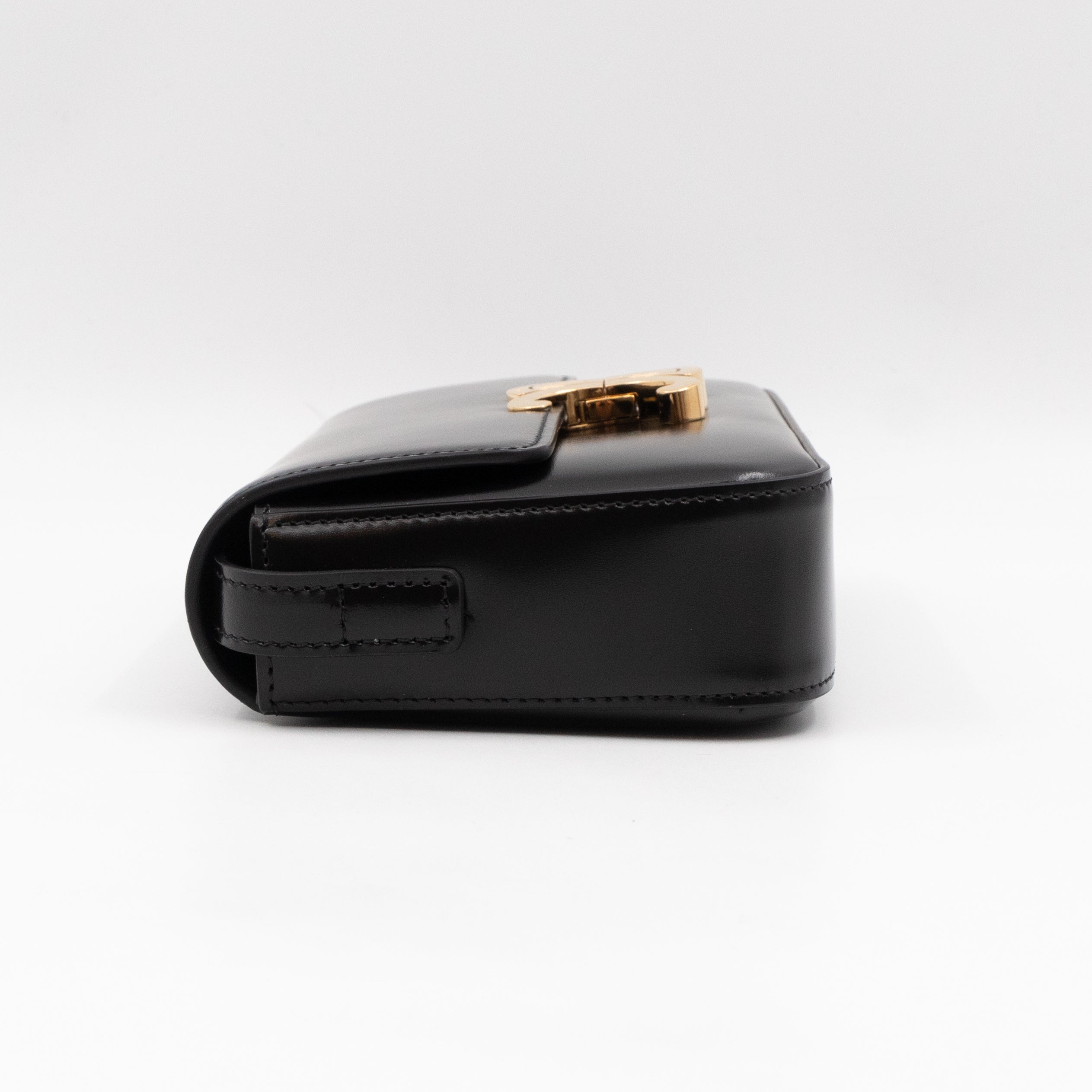 Claude Shoulder Bag Shiny Black Calfskin Leather