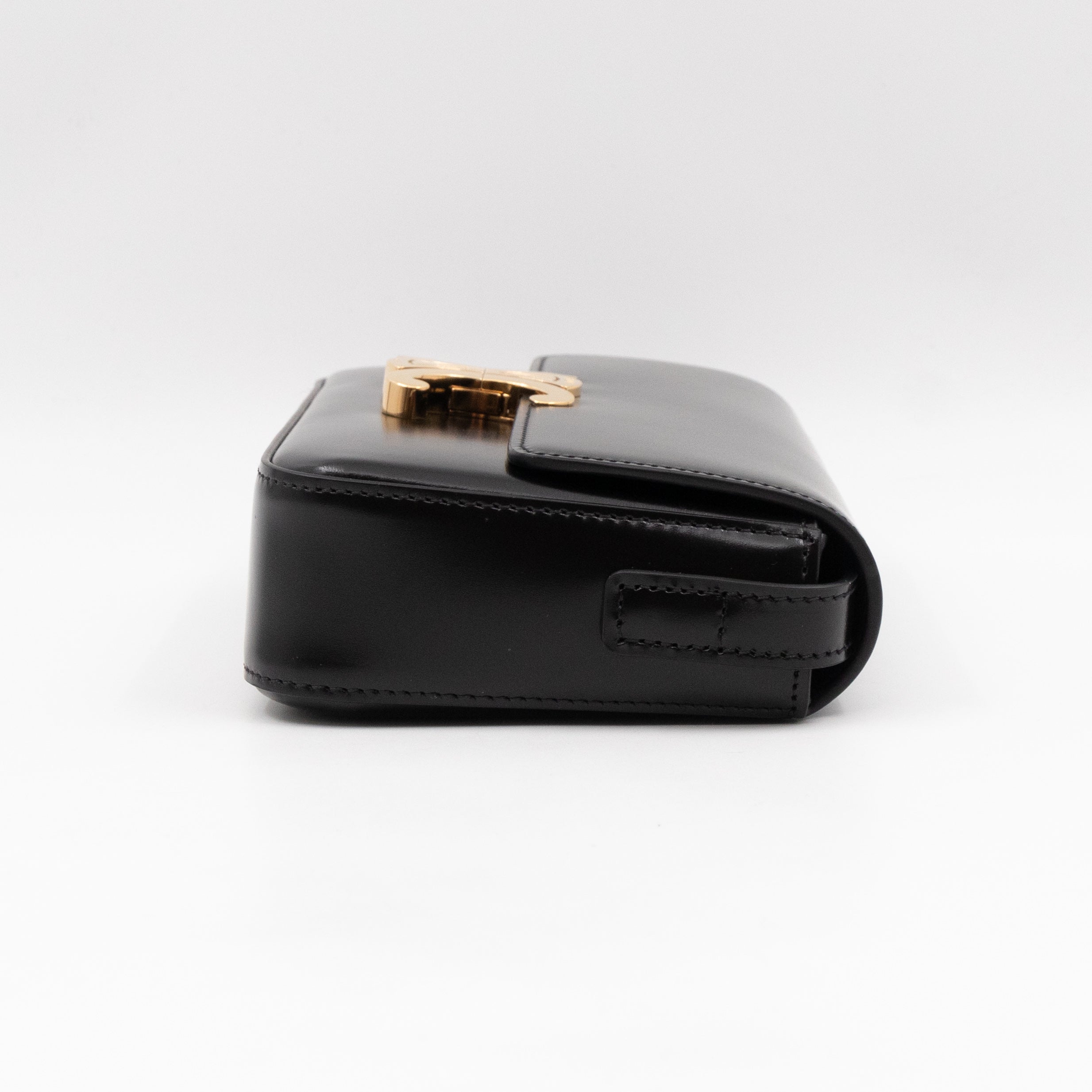 Claude Shoulder Bag Shiny Black Calfskin Leather