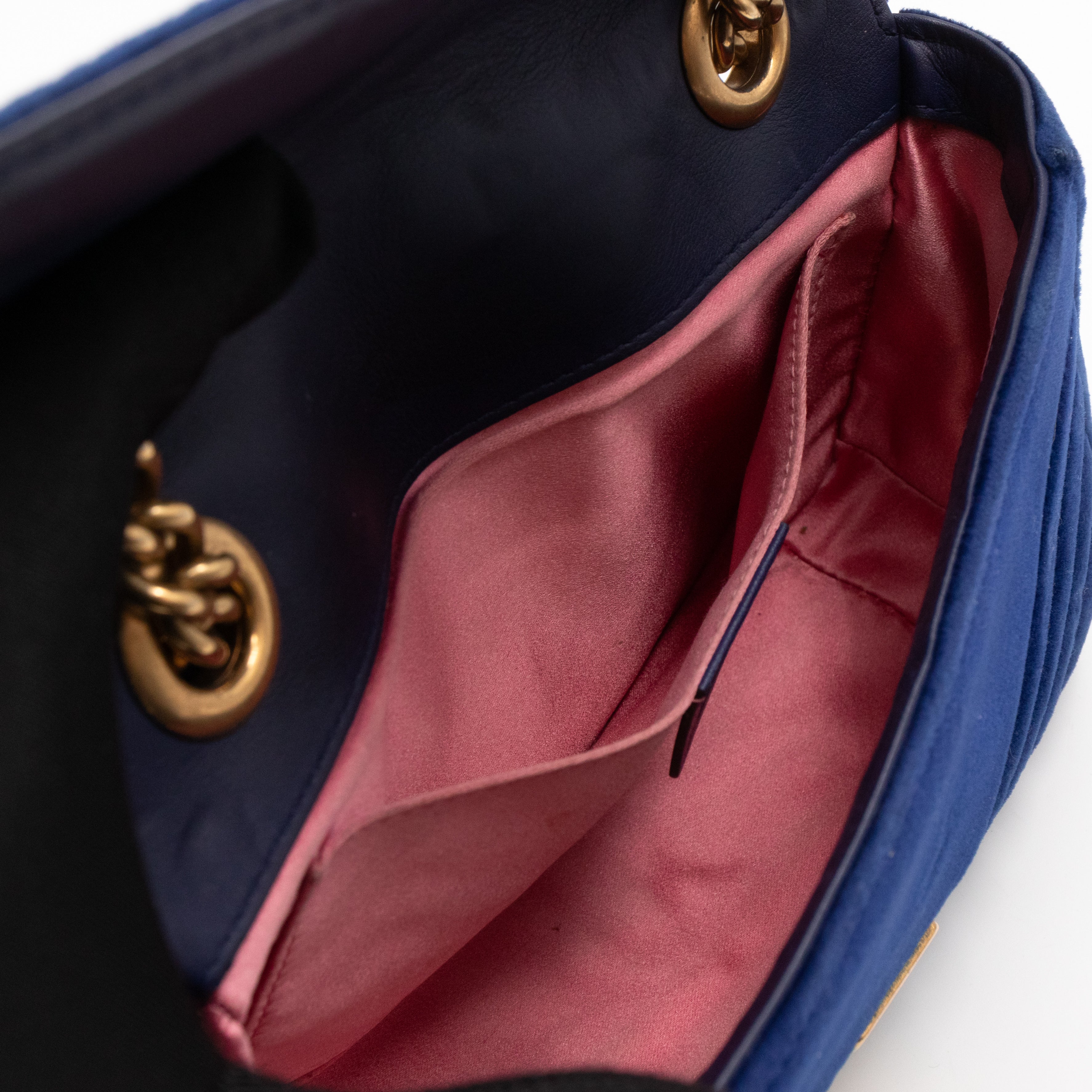 GG Marmont Mini Flap Bag Blue Velvet