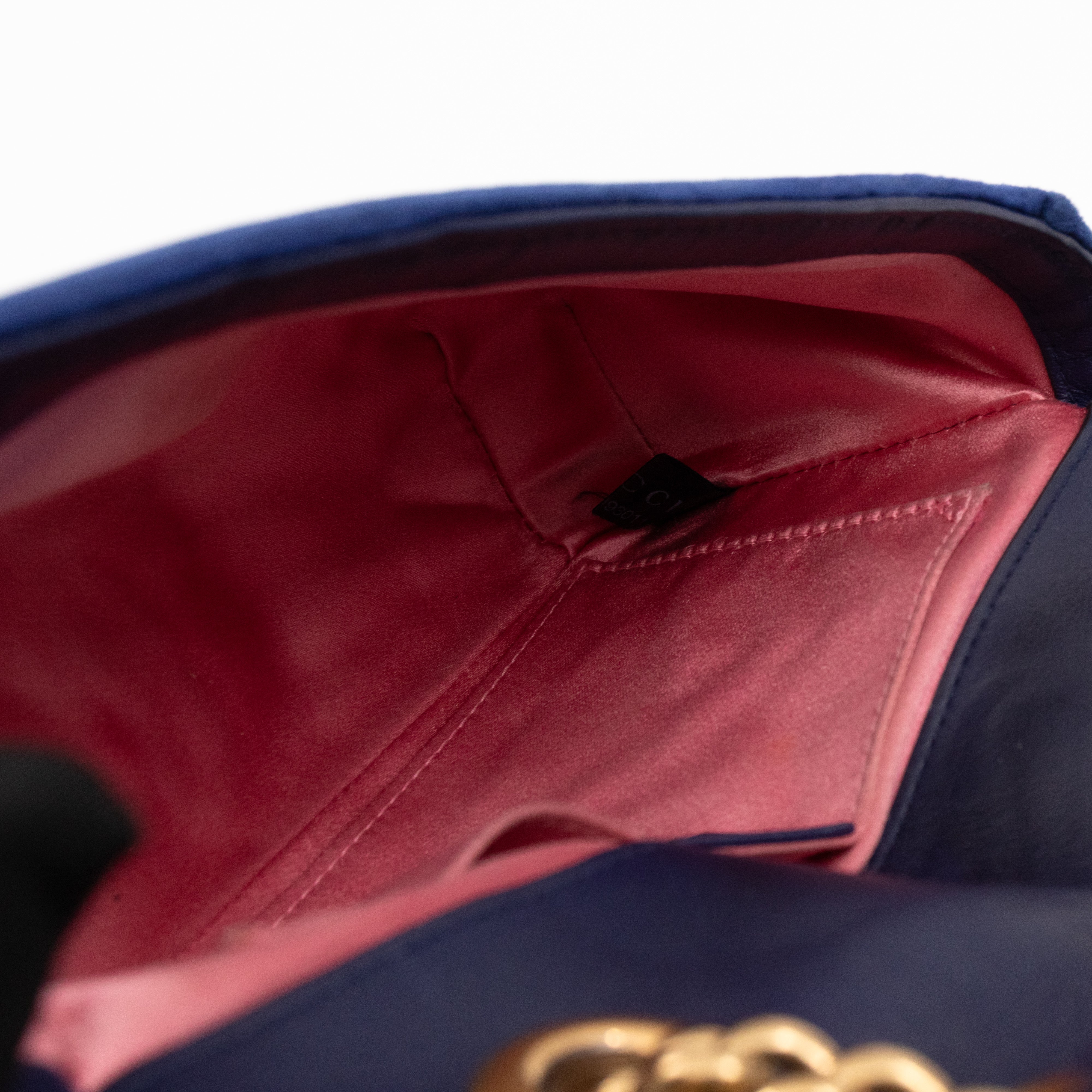 GG Marmont Mini Flap Bag Blue Velvet