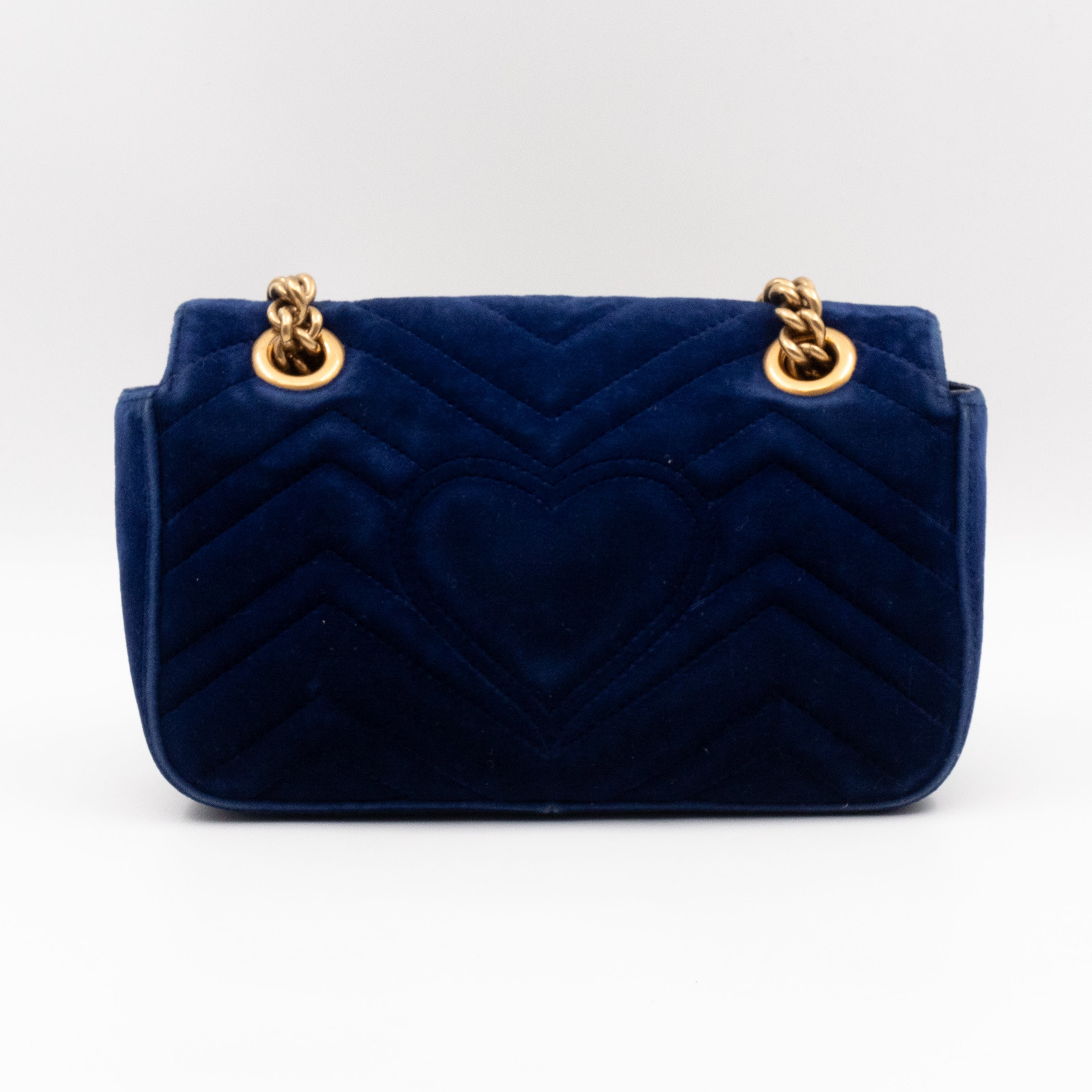 GG Marmont Mini Flap Bag Blue Velvet