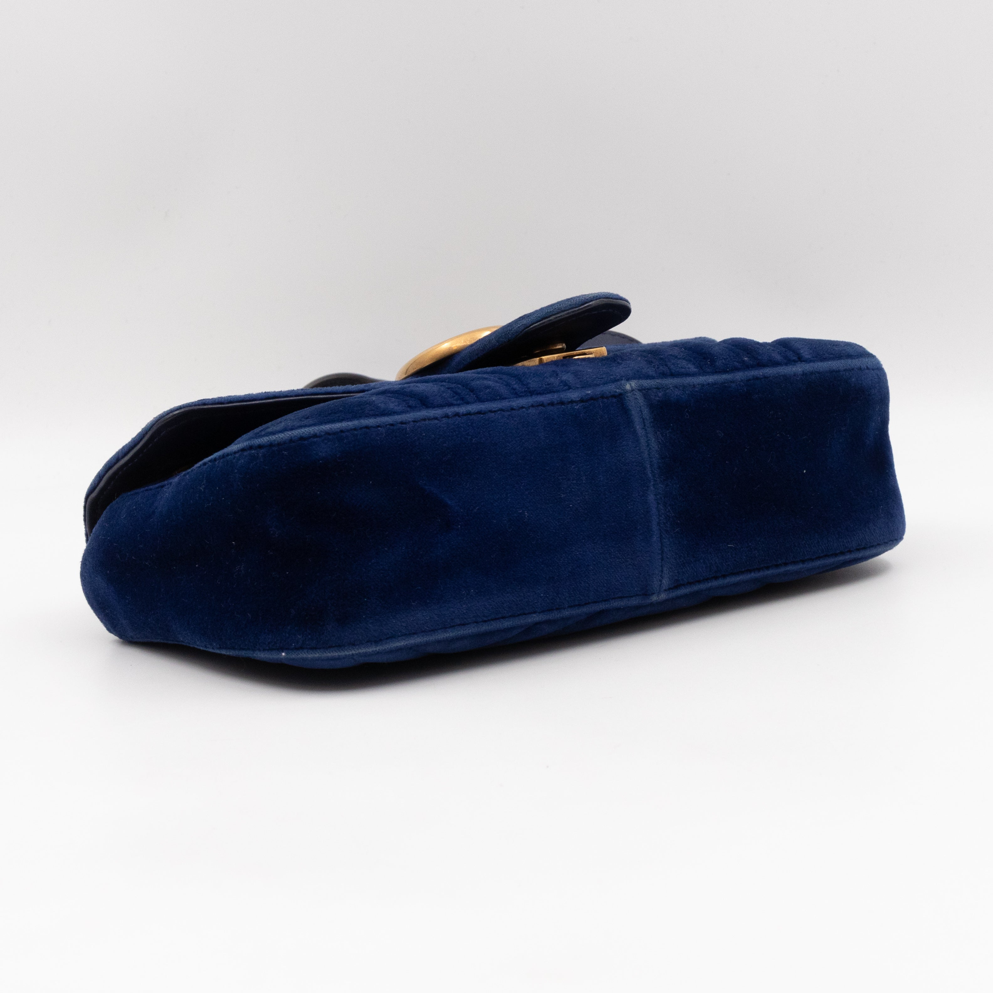 GG Marmont Mini Flap Bag Blue Velvet