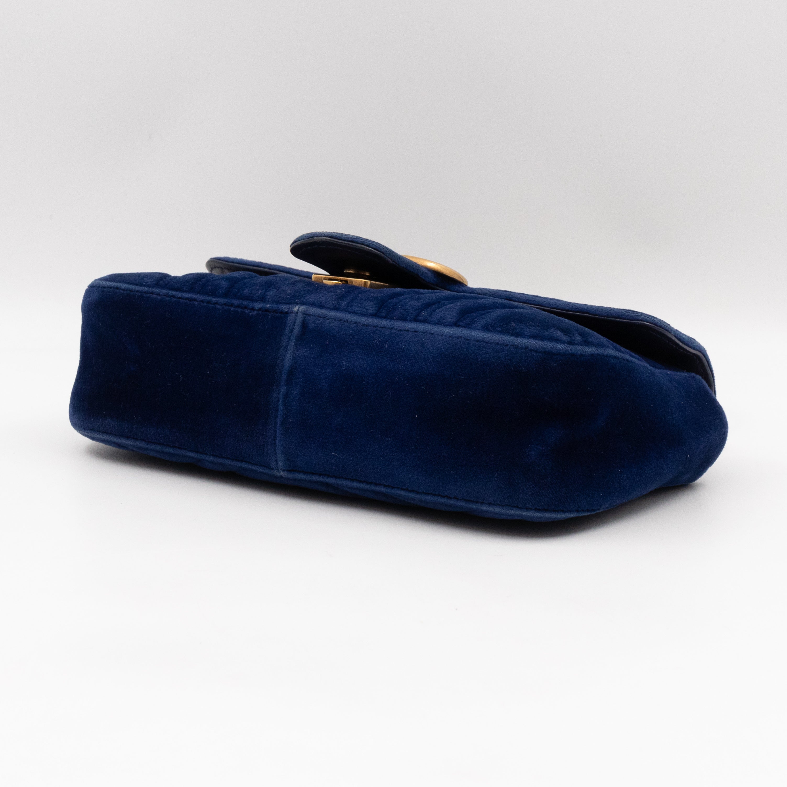 GG Marmont Mini Flap Bag Blue Velvet