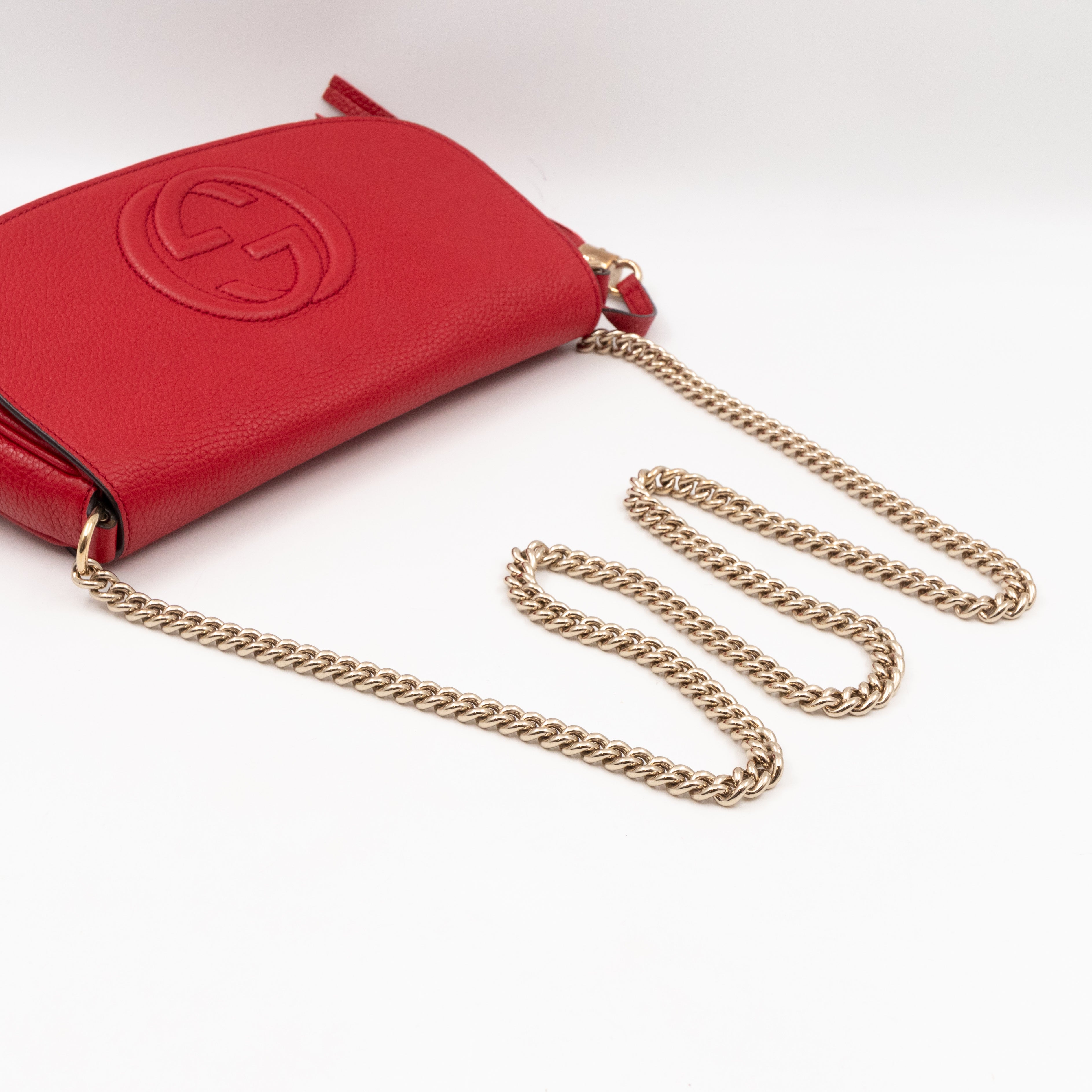 Soho Flap Chain Bag Red Leather