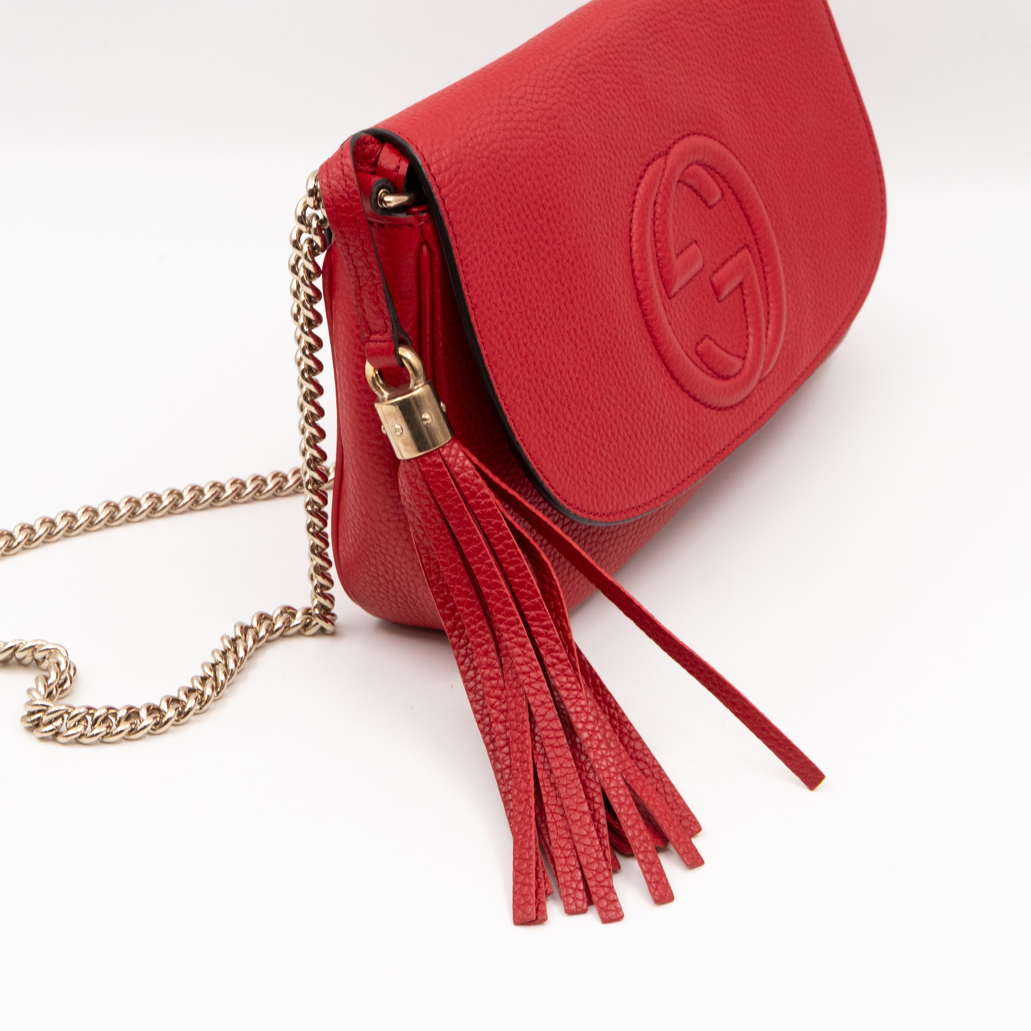 Soho Flap Chain Bag Red Leather