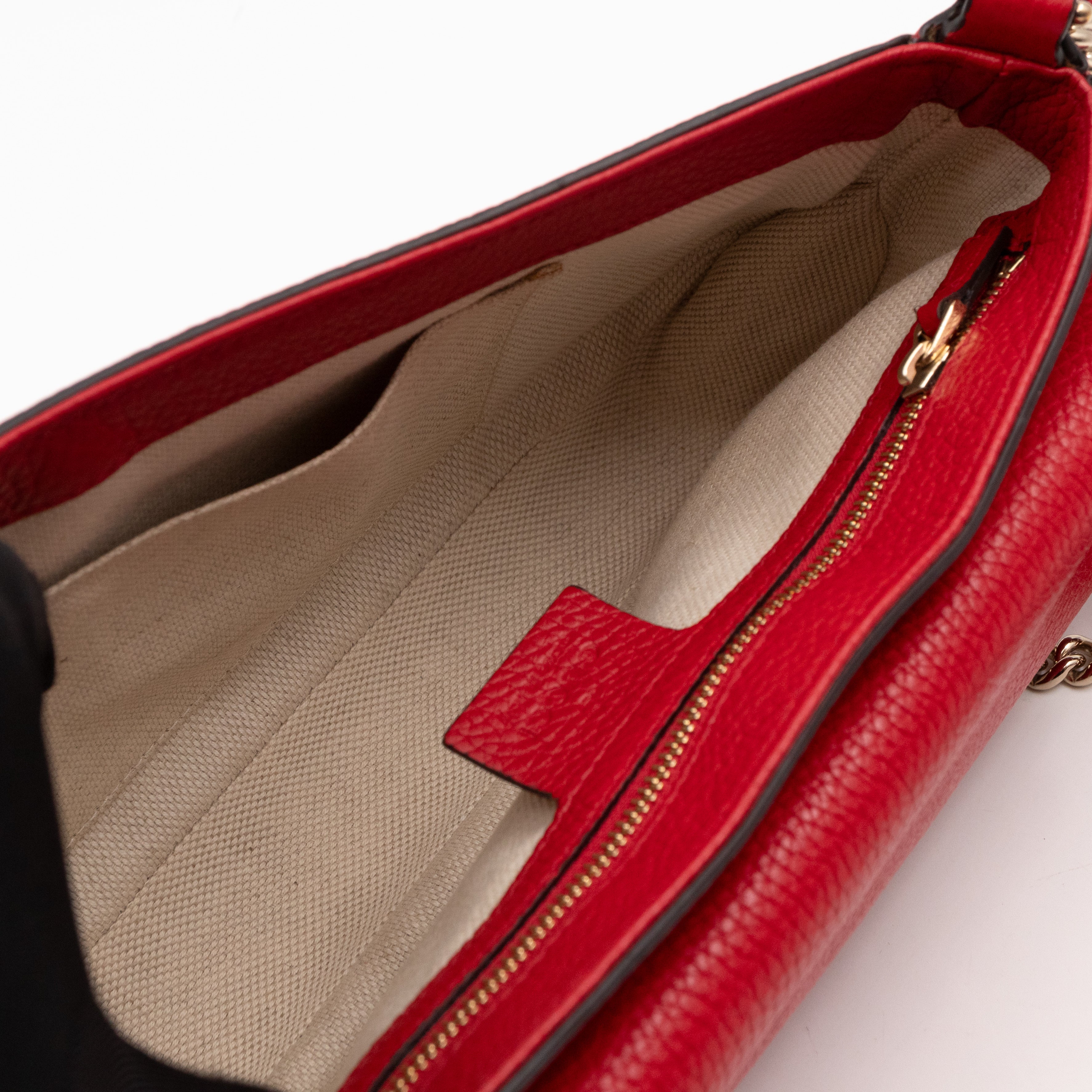Soho Flap Chain Bag Red Leather