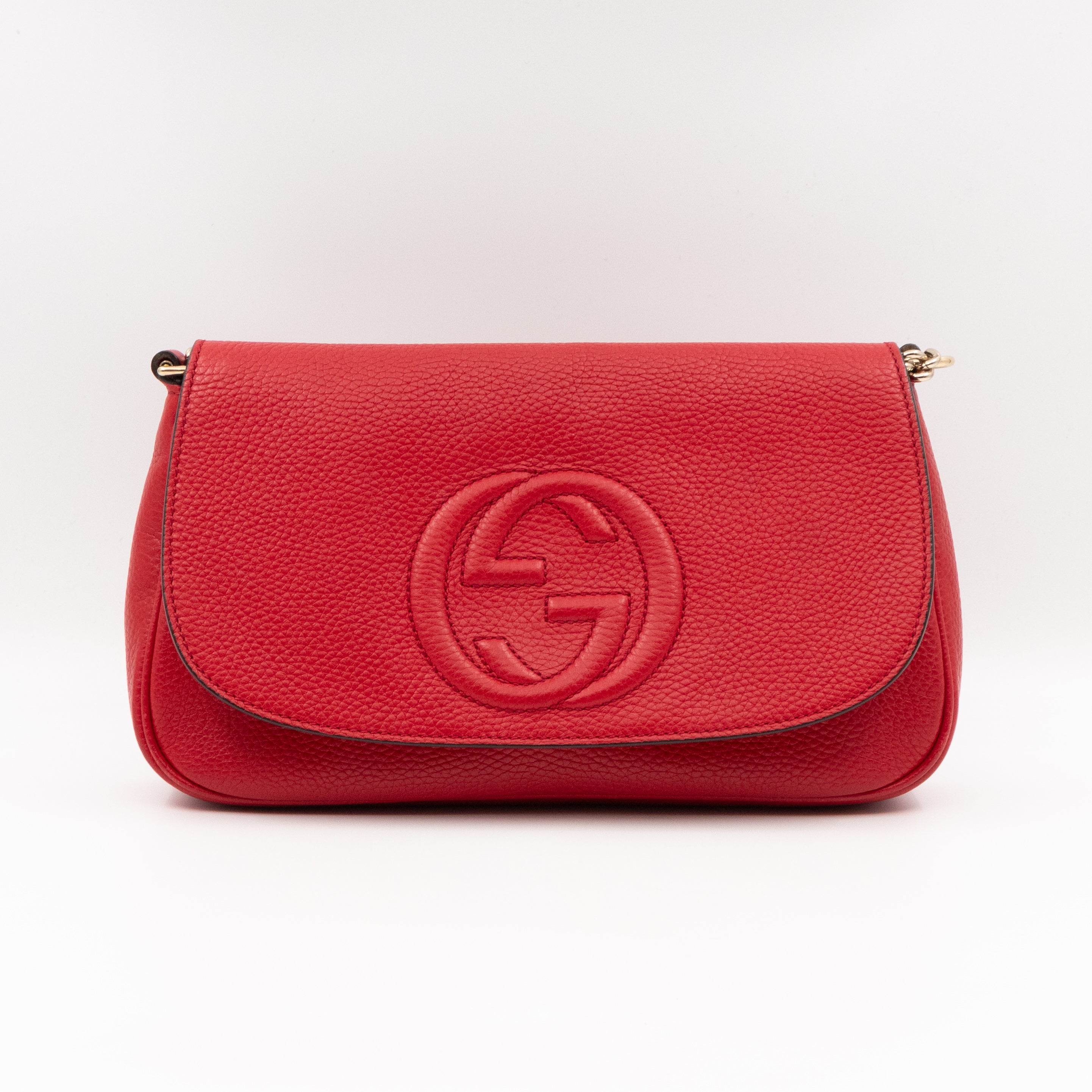 Soho Flap Chain Bag Red Leather