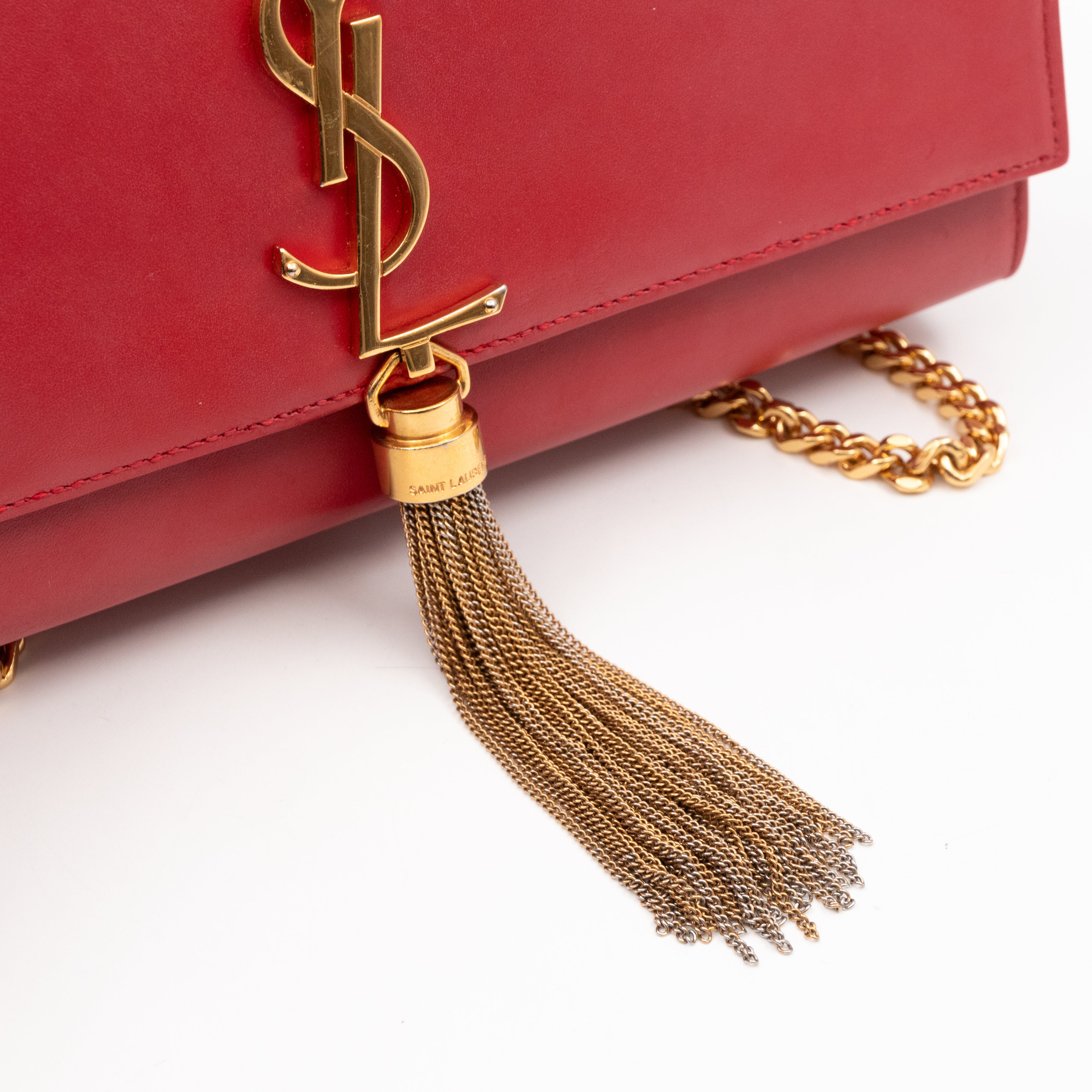 Kate Medium Tassel Red Leather