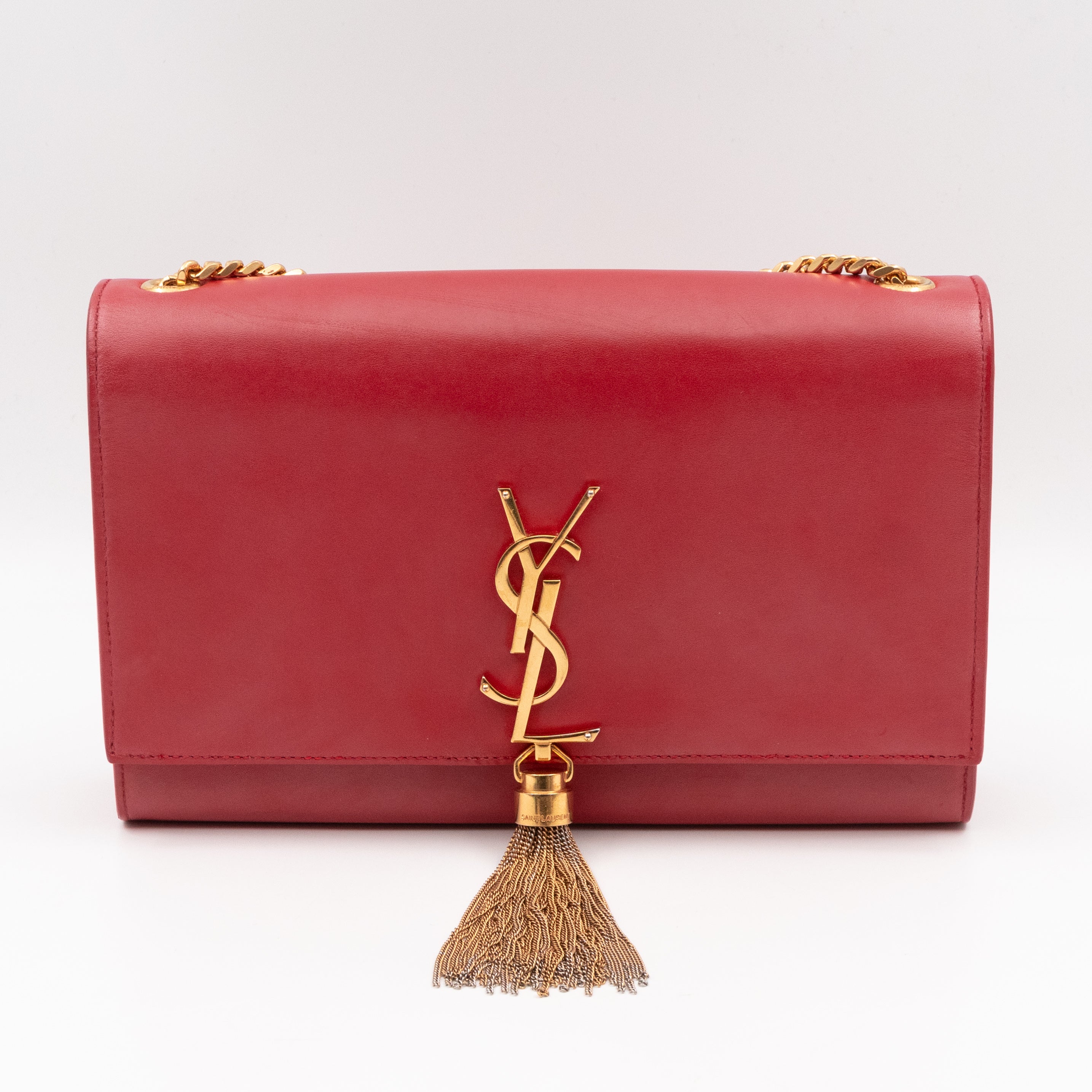 Kate Medium Tassel Red Leather