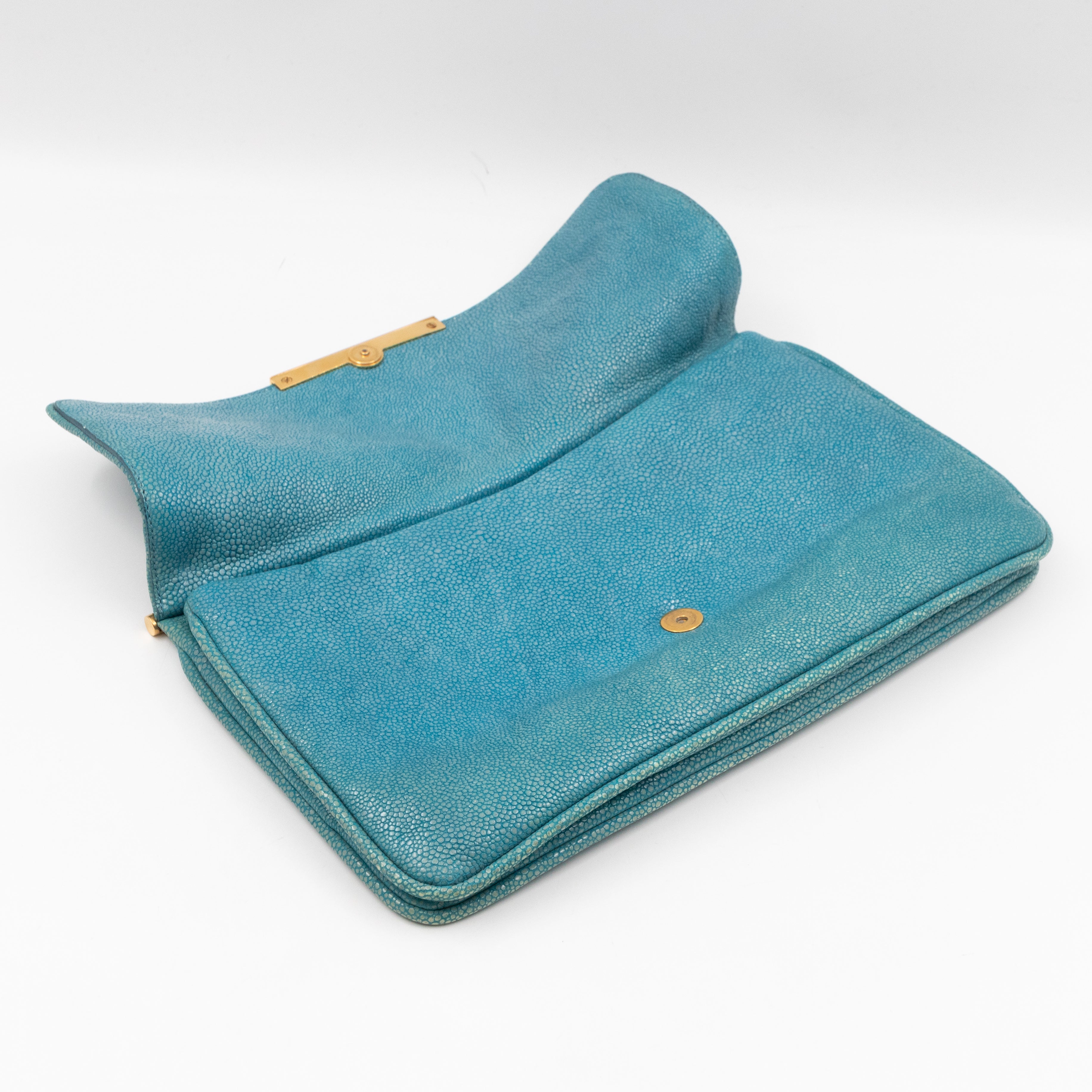 Flap Clutch Turquiose Pearl Caviar