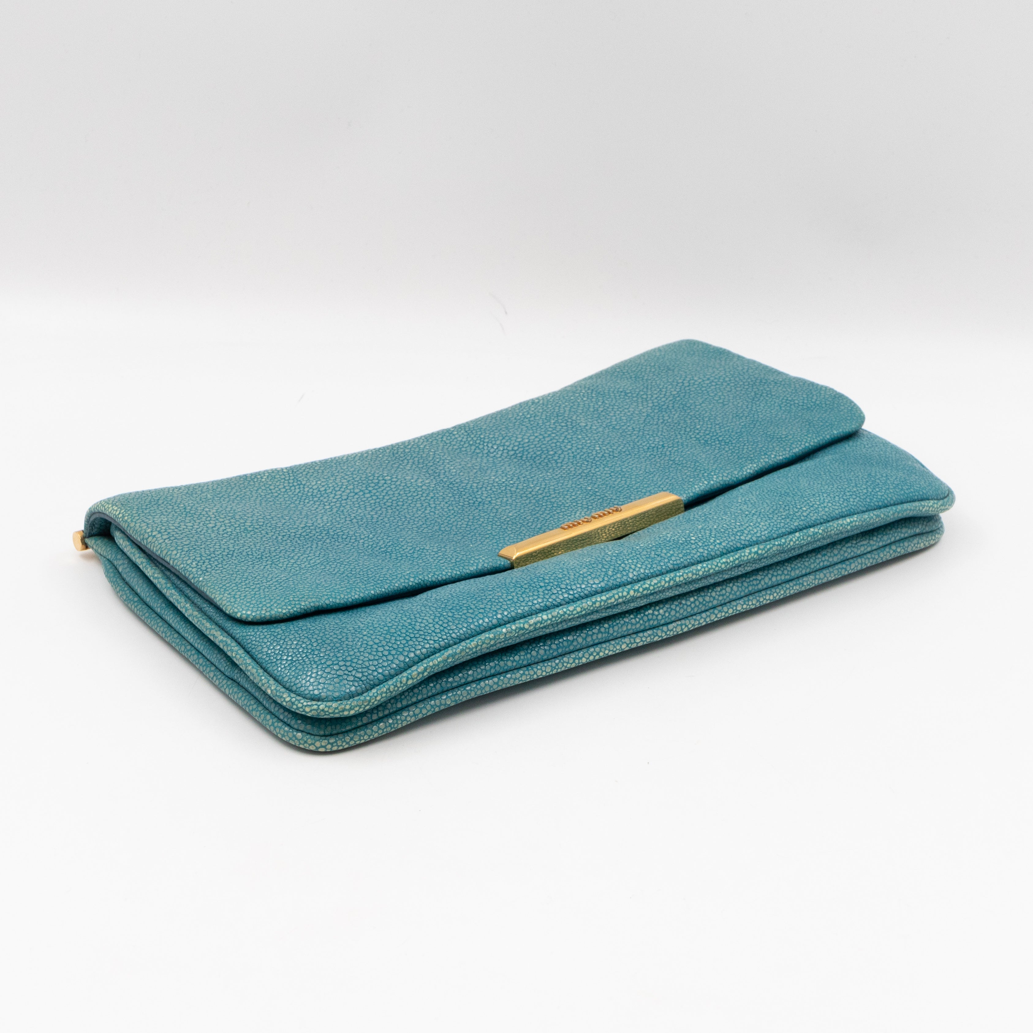 Flap Clutch Turquiose Pearl Caviar