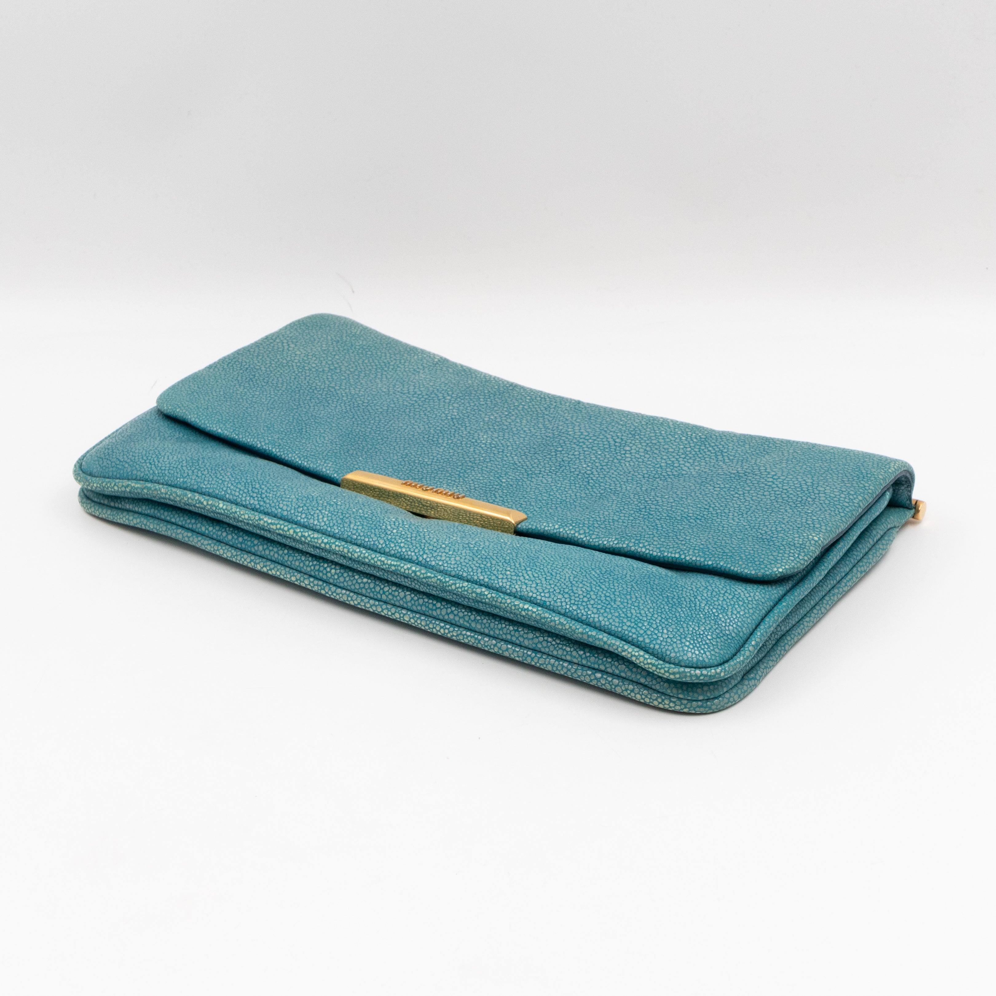 Flap Clutch Turquiose Pearl Caviar