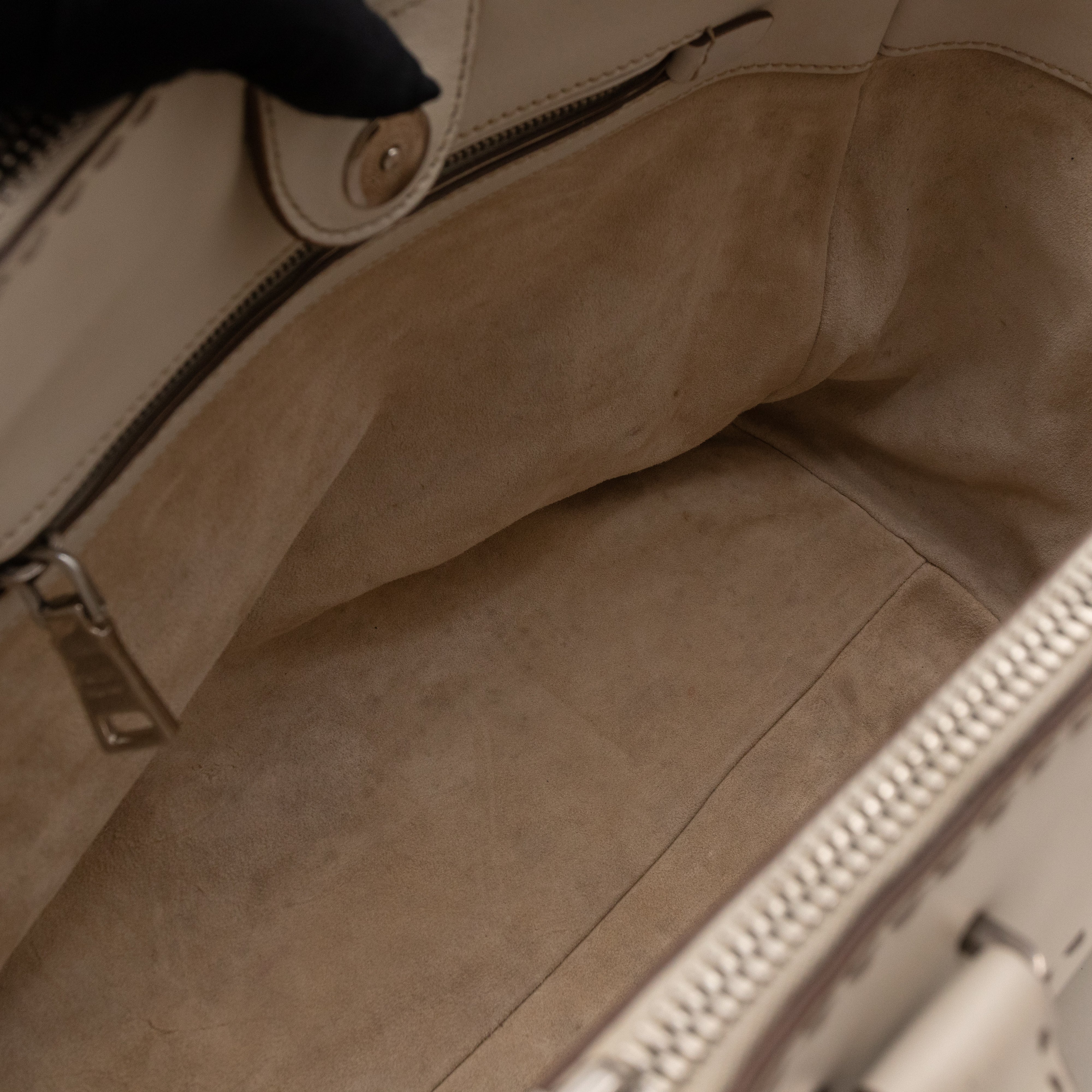 Galleria Hand Stitch Double Zip White Leather