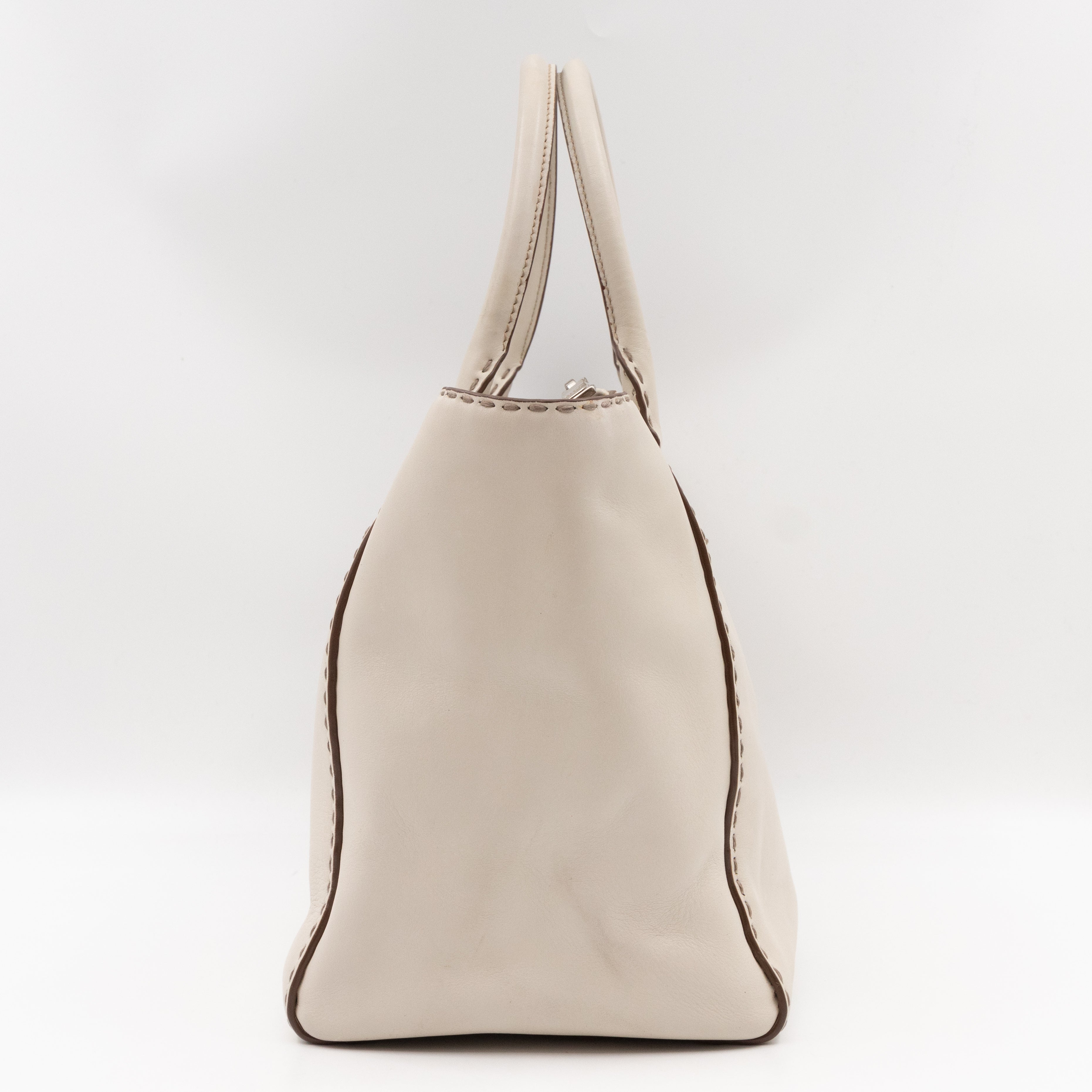 Galleria Hand Stitch Double Zip White Leather