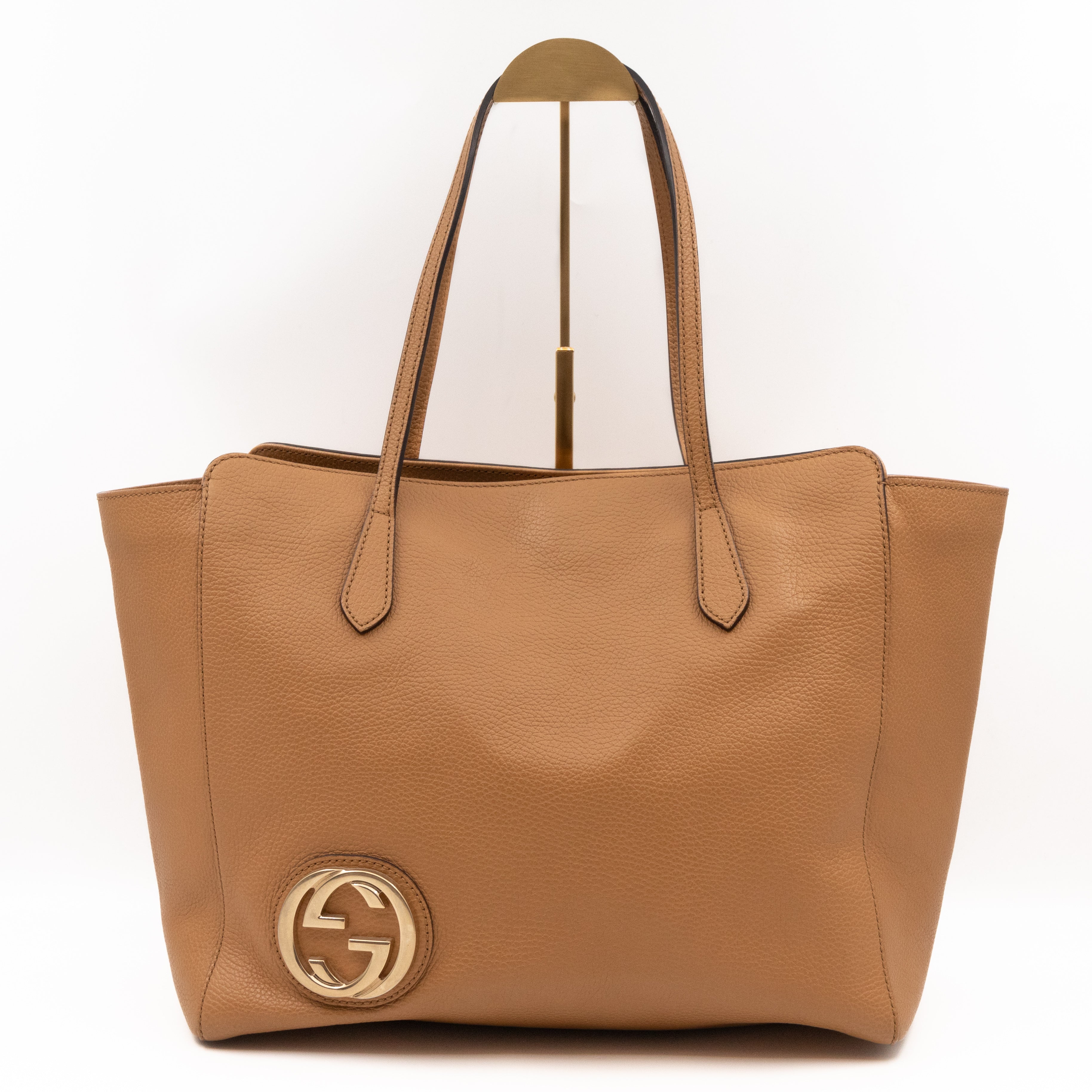 Grand Prix Tote Interlocking G Camel Leather