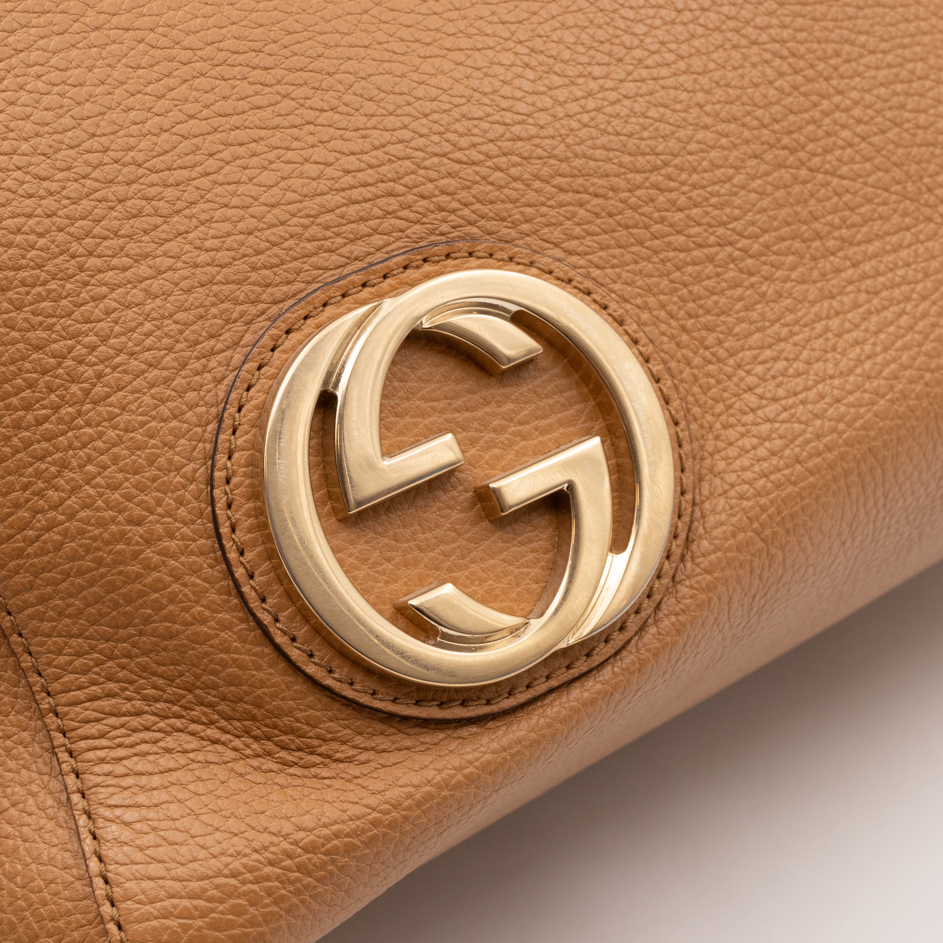 Grand Prix Tote Interlocking G Camel Leather