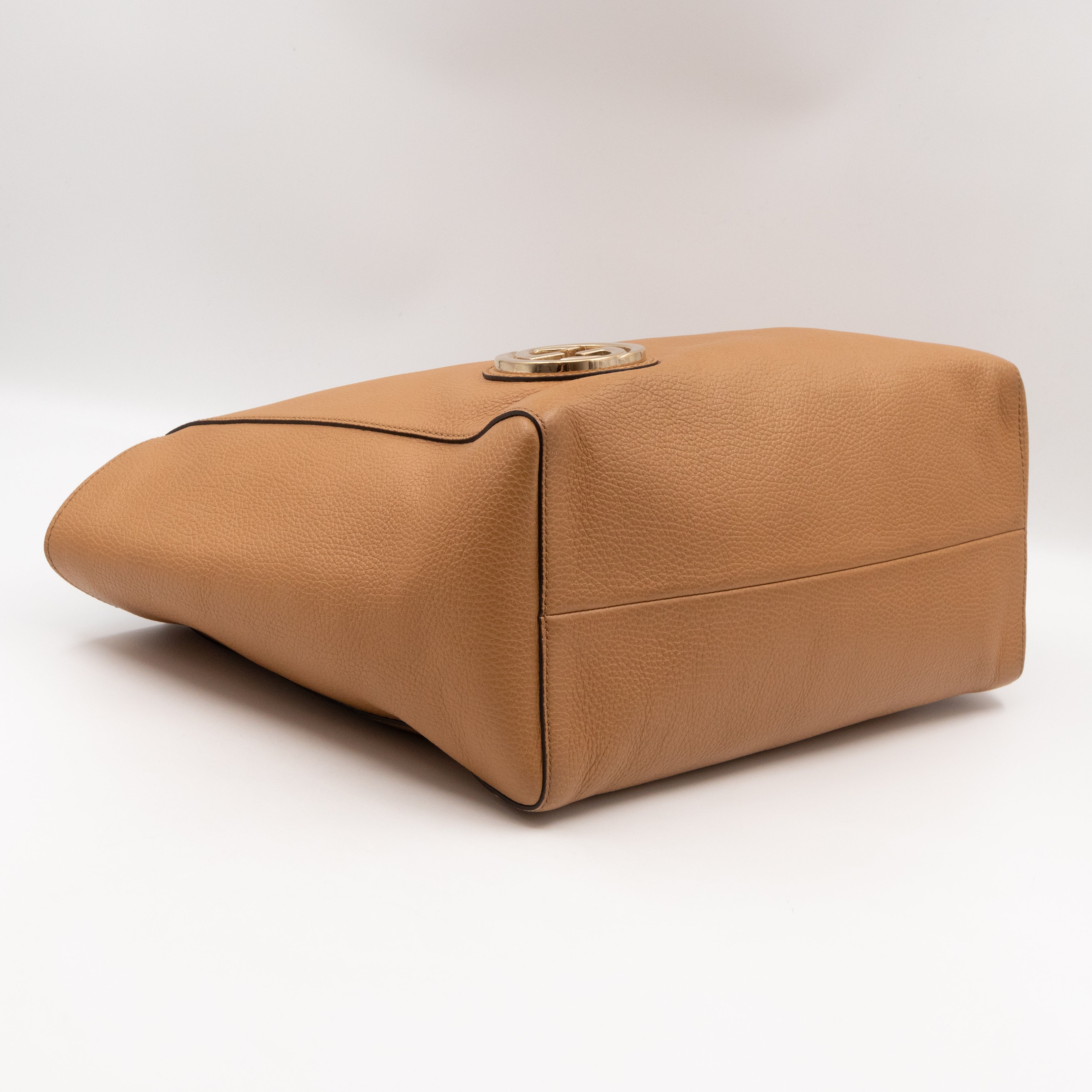 Grand Prix Tote Interlocking G Camel Leather