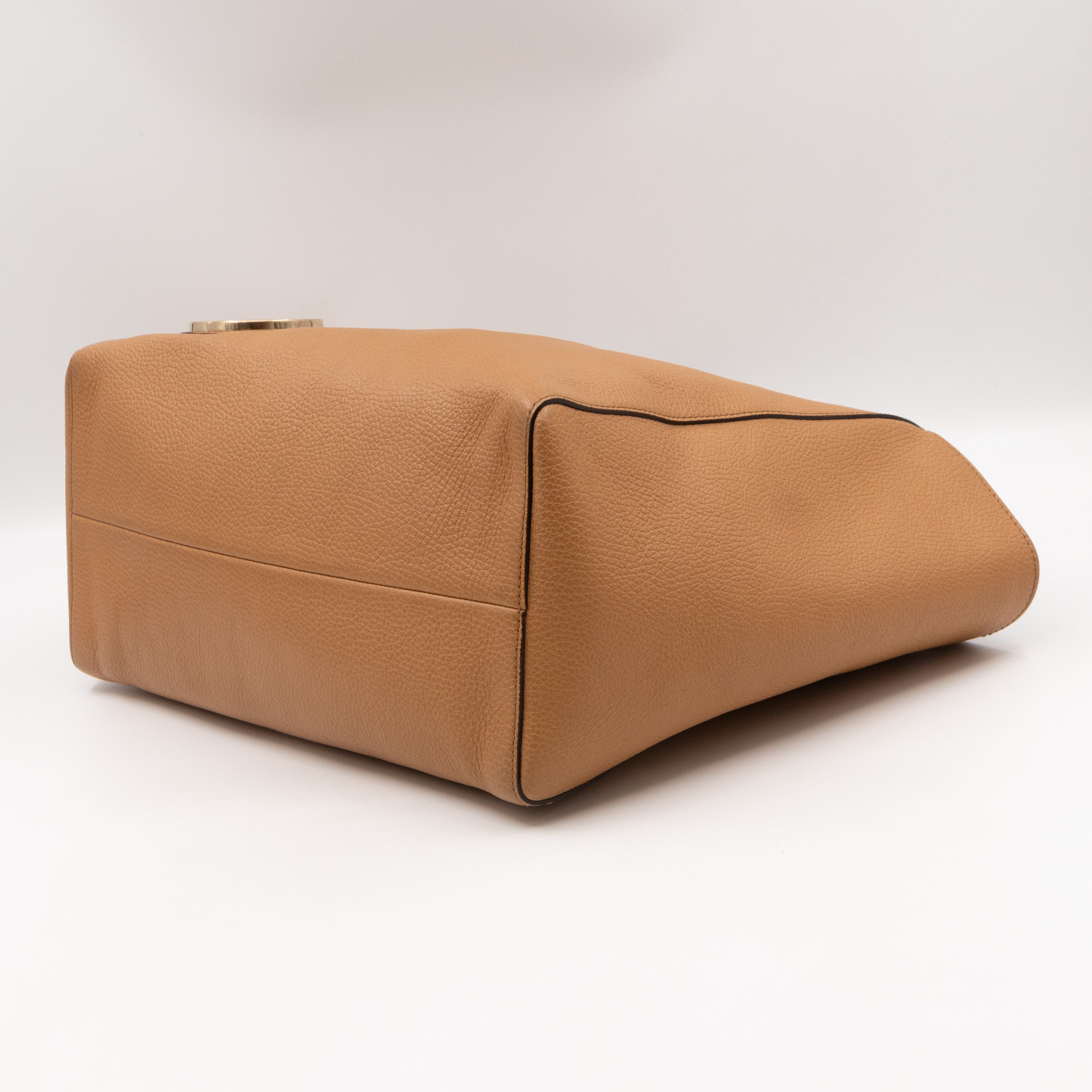 Grand Prix Tote Interlocking G Camel Leather