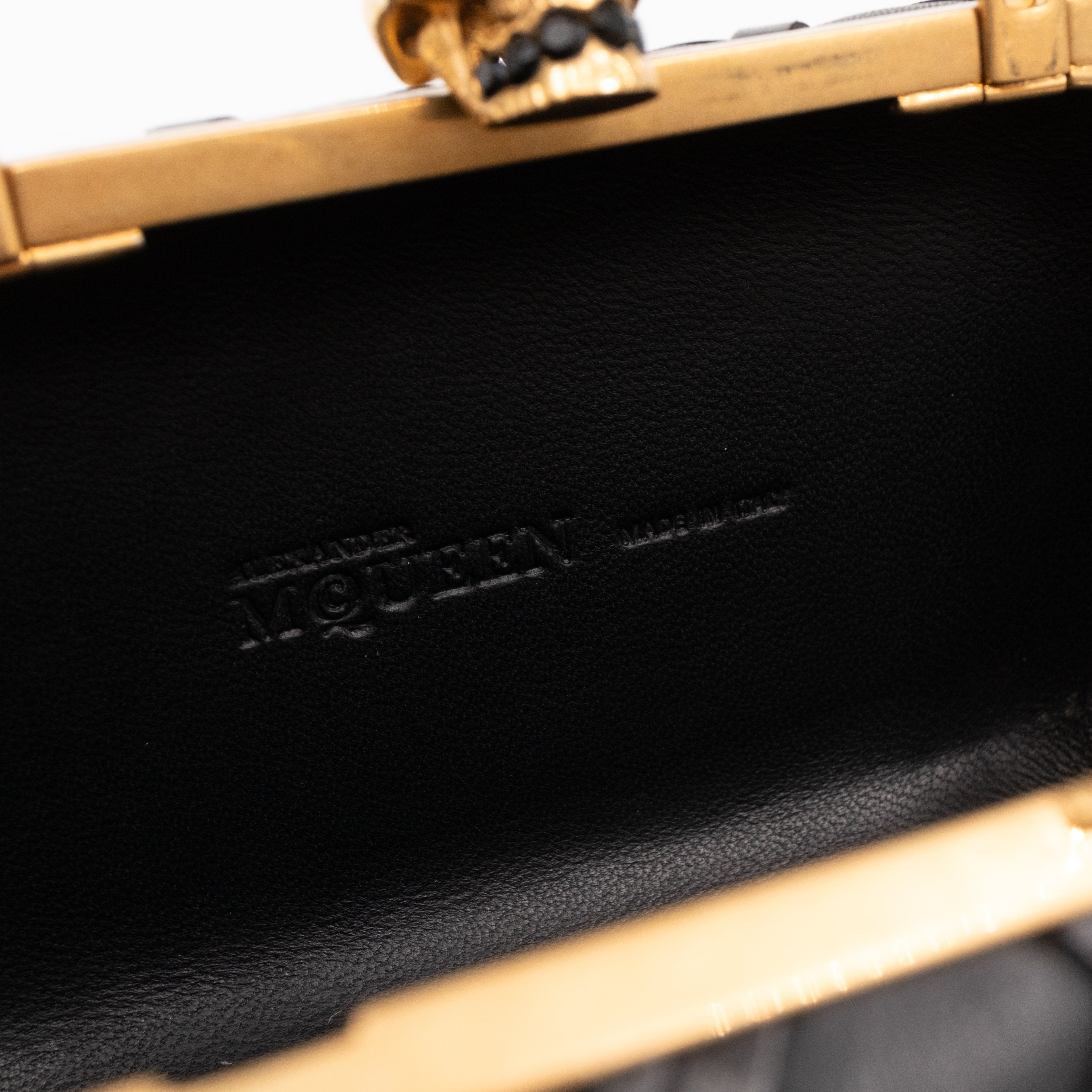 Skull Clutch with Chain Grommet Black Lattice Weave Leather