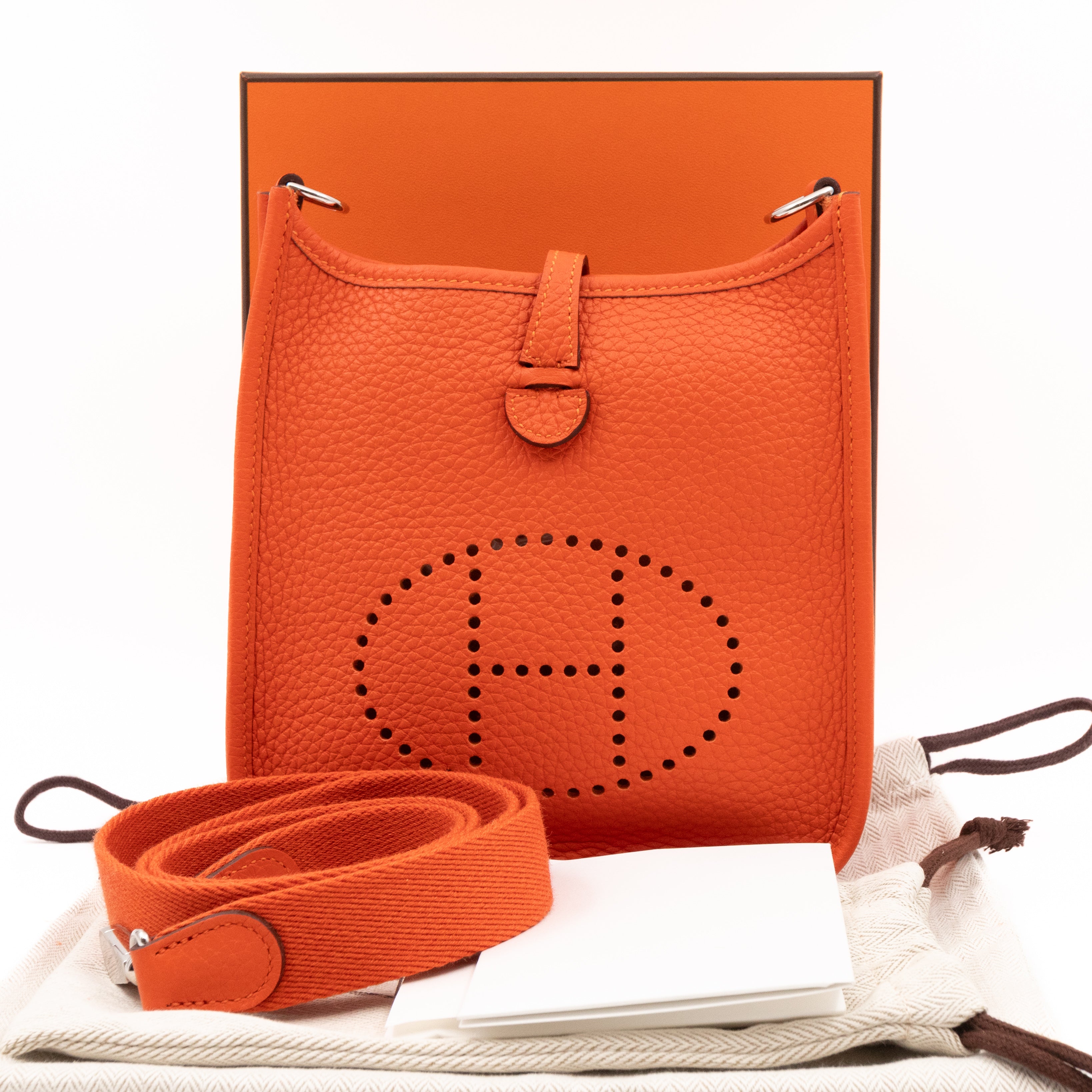 Evelyne 16 Mini Feu Orange Leather