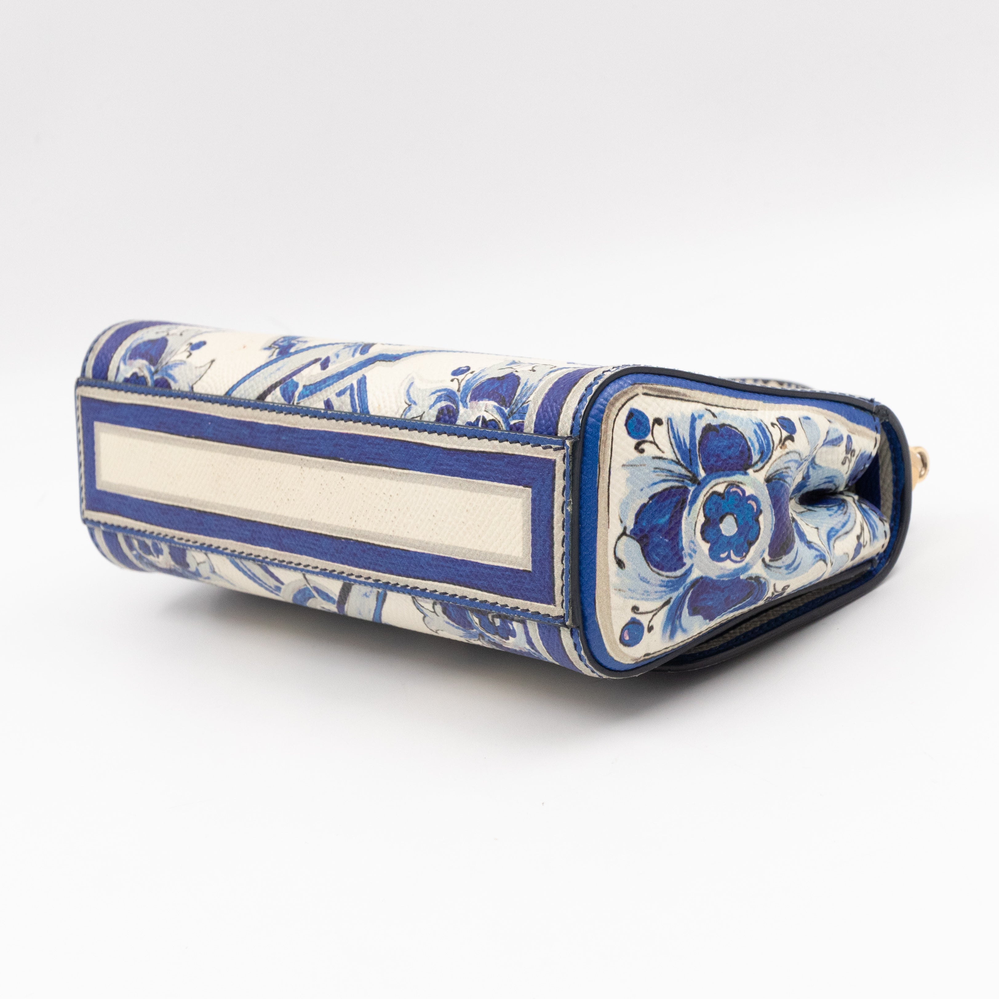 Miss Sicily Mini Blue Majolica Print Dauphine Leather