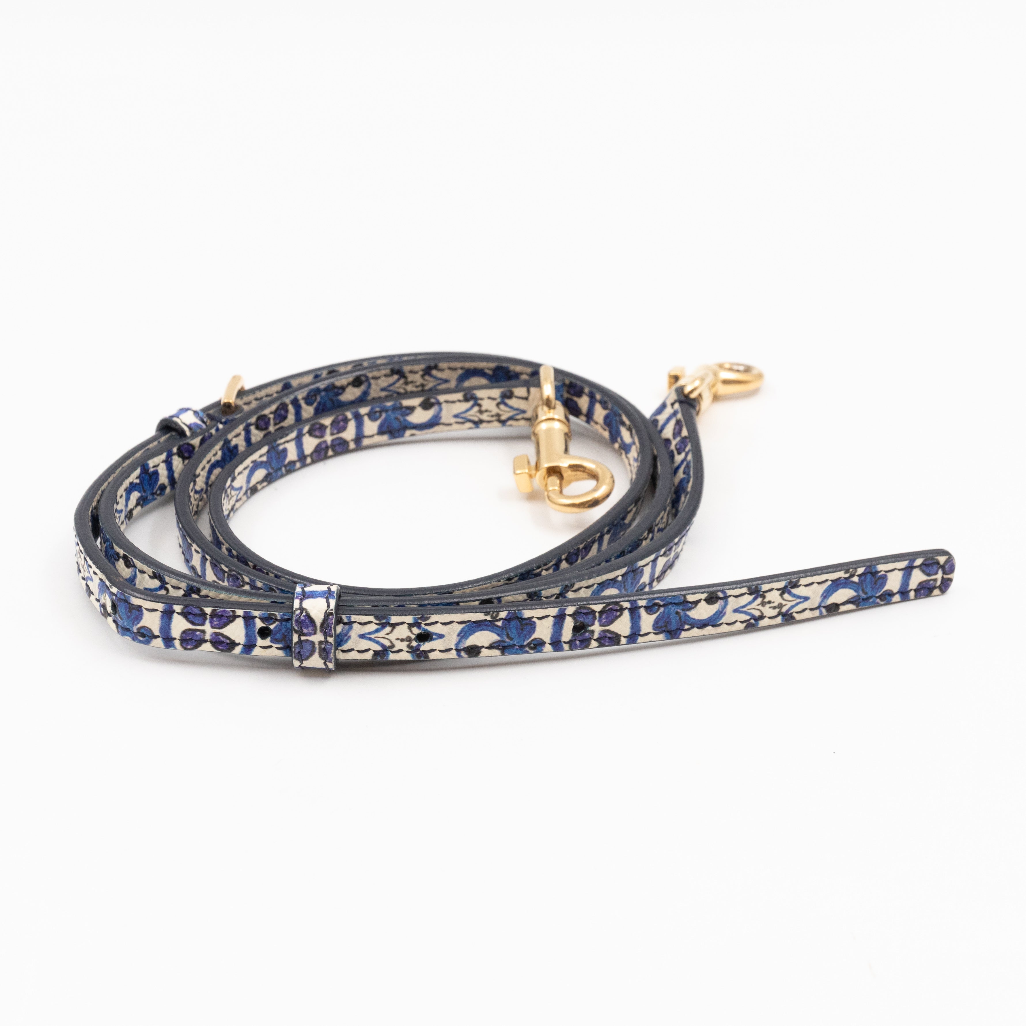 Miss Sicily Mini Blue Majolica Print Dauphine Leather