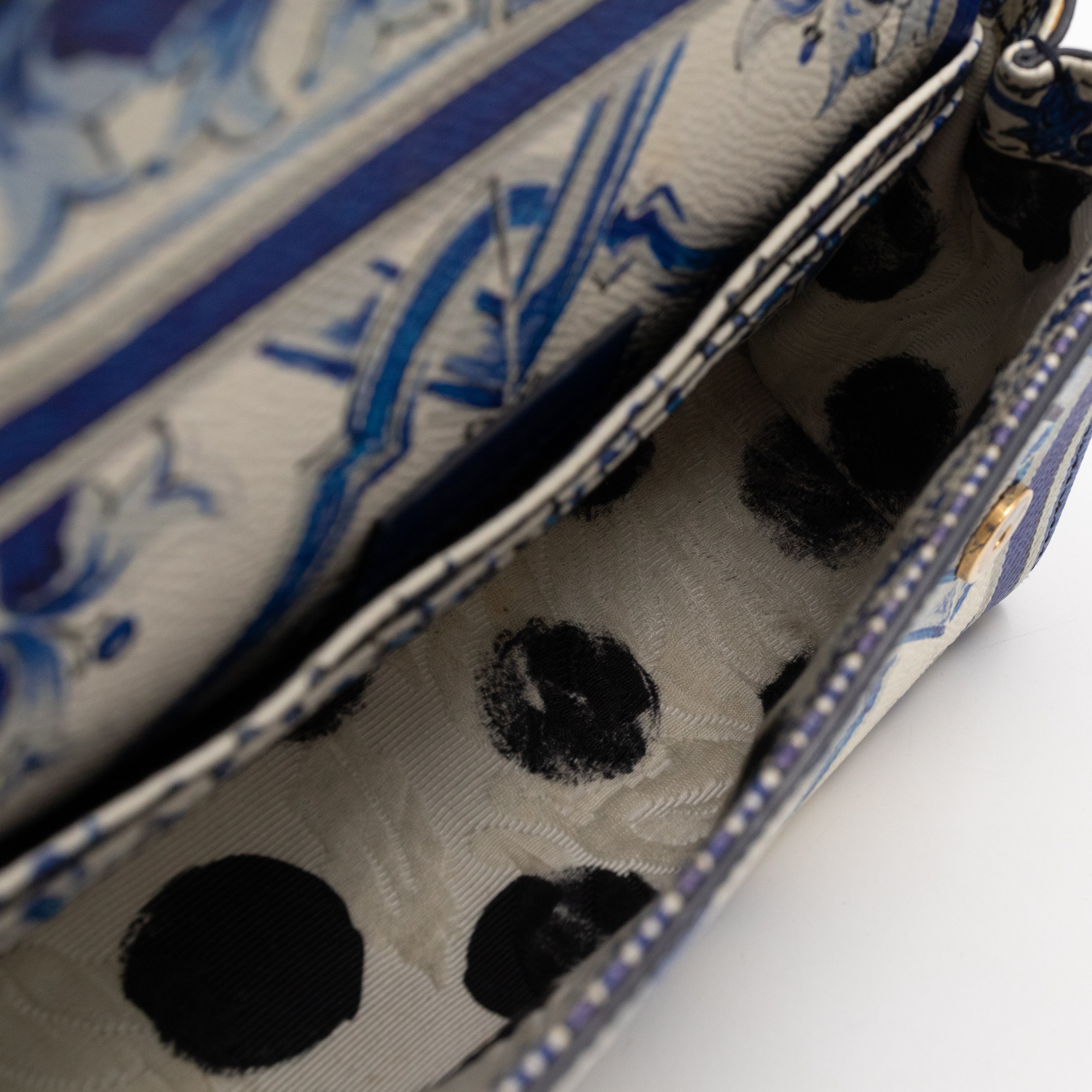 Miss Sicily Mini Blue Majolica Print Dauphine Leather